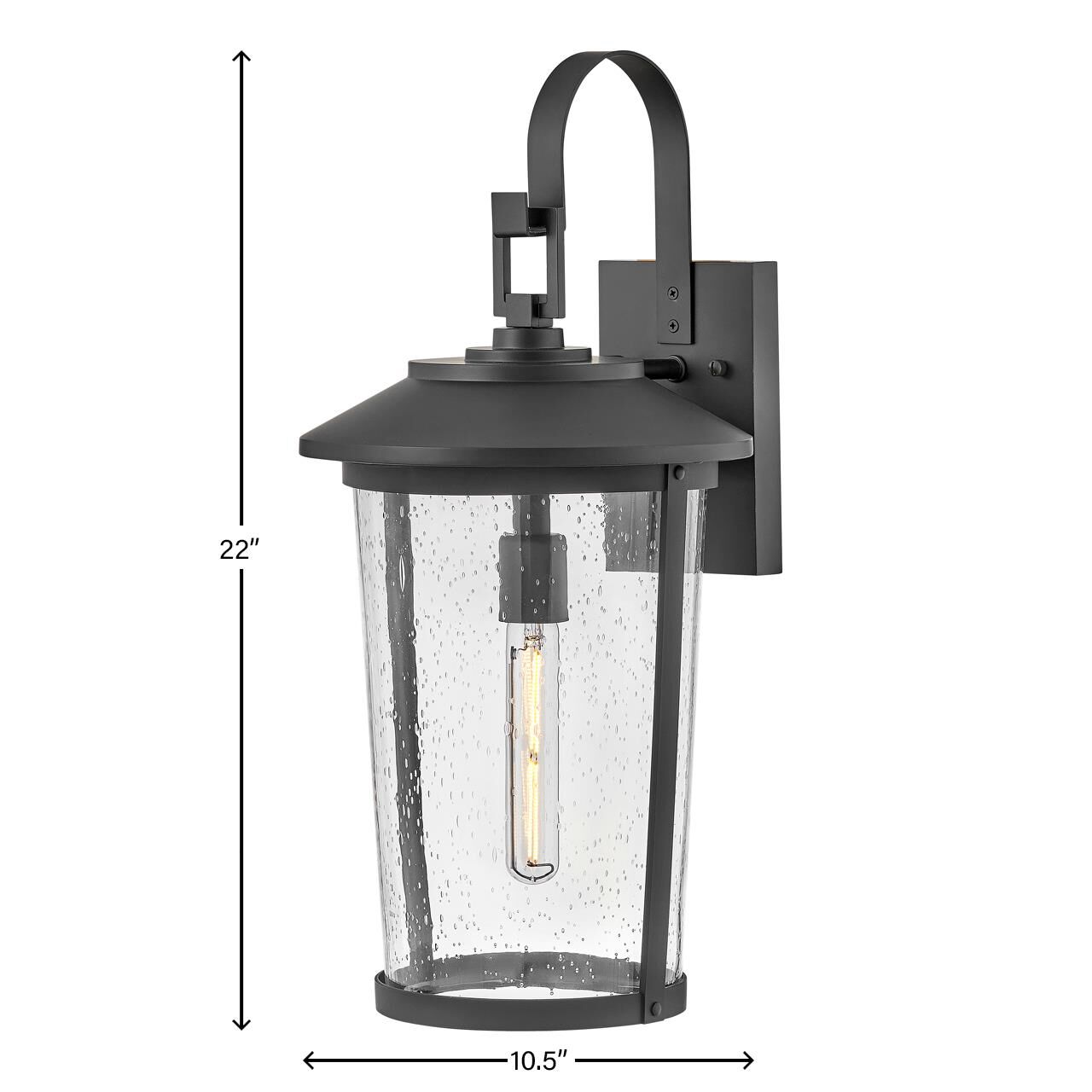 Shown in Black finish and Clear Seedy glass