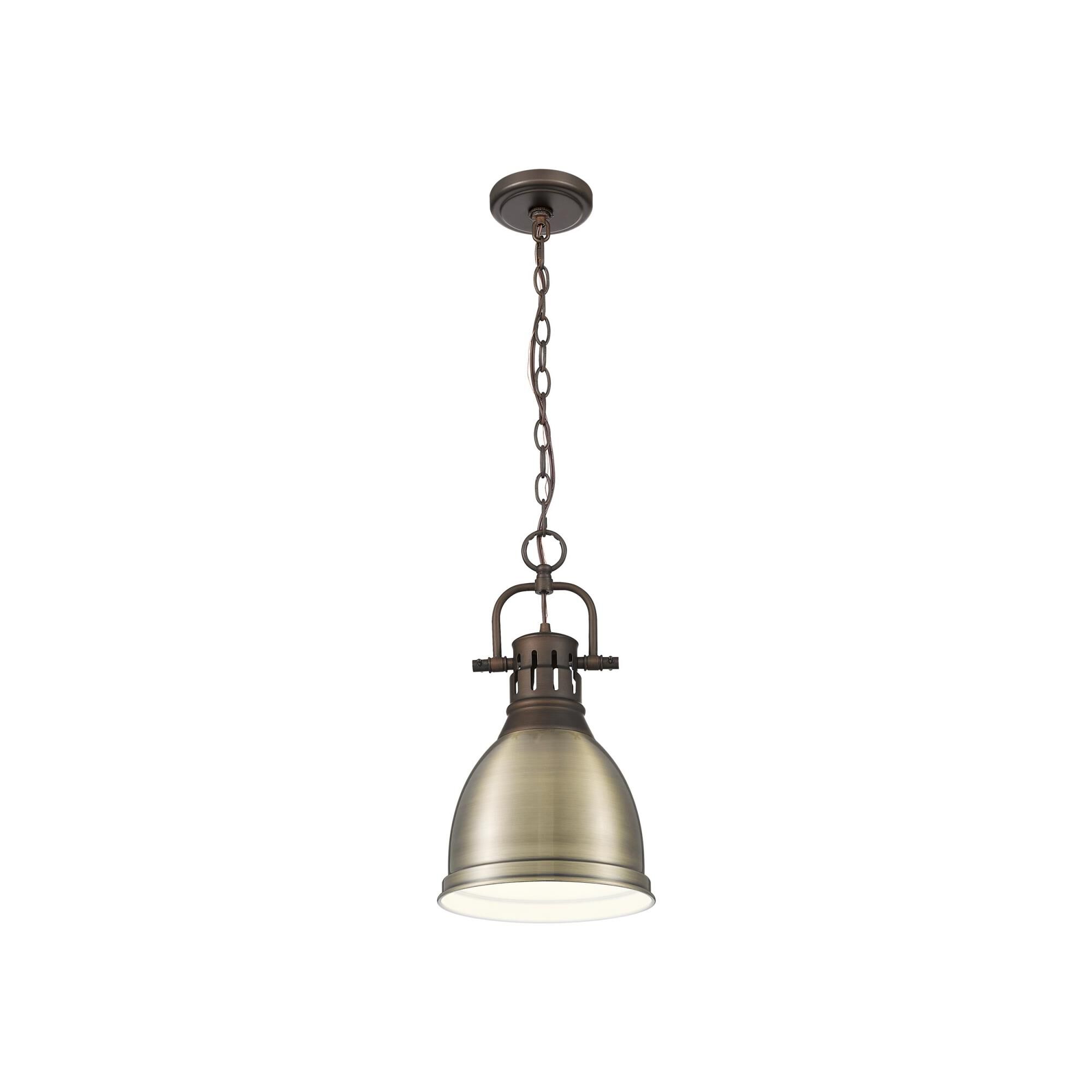 Shown in Rubbed Bronze finish and Aged Brass shade