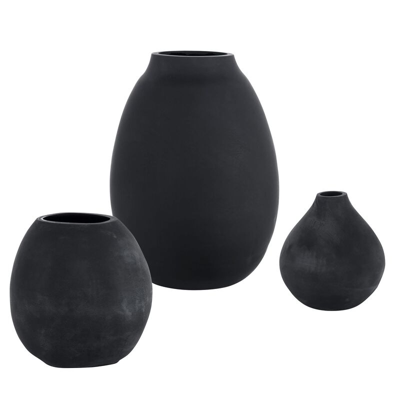 Uttermost Hearth Matte Black Vases, Set/3 Vase-Urn by Uttermost