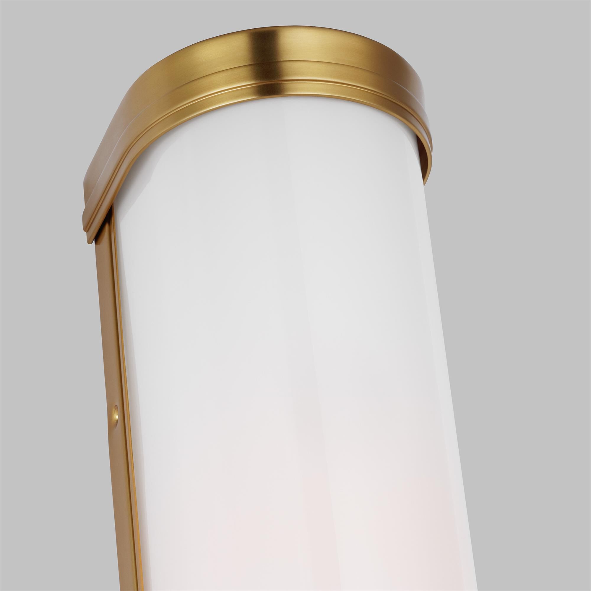 Shown in Burnished Brass finish and Opal Etched Glass shade