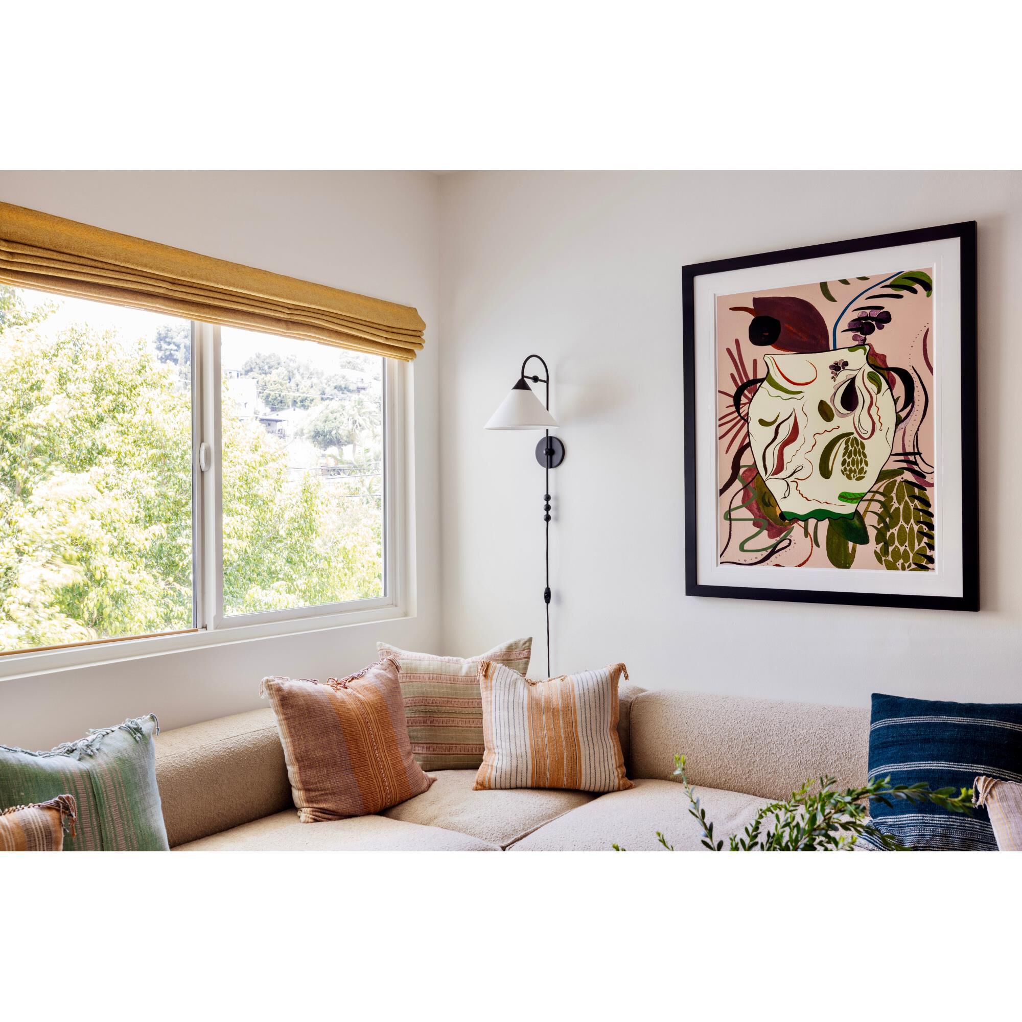 Shown in Old Bronze finish and White Linen shade