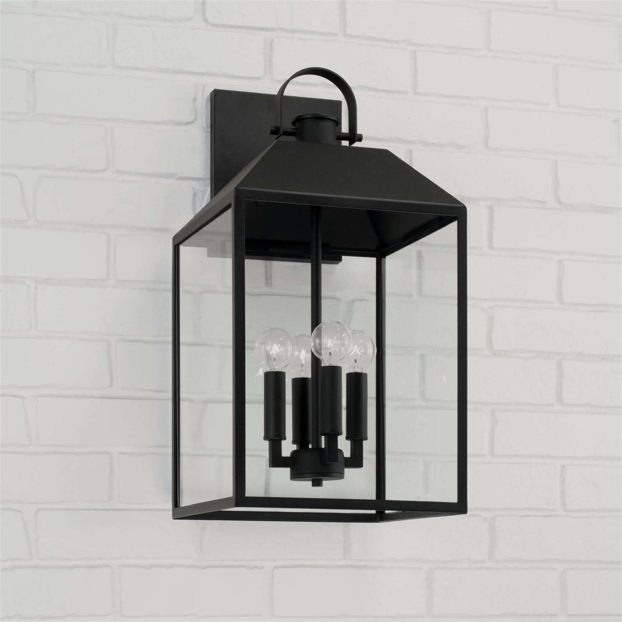 Shown in Black finish and Clear glass
