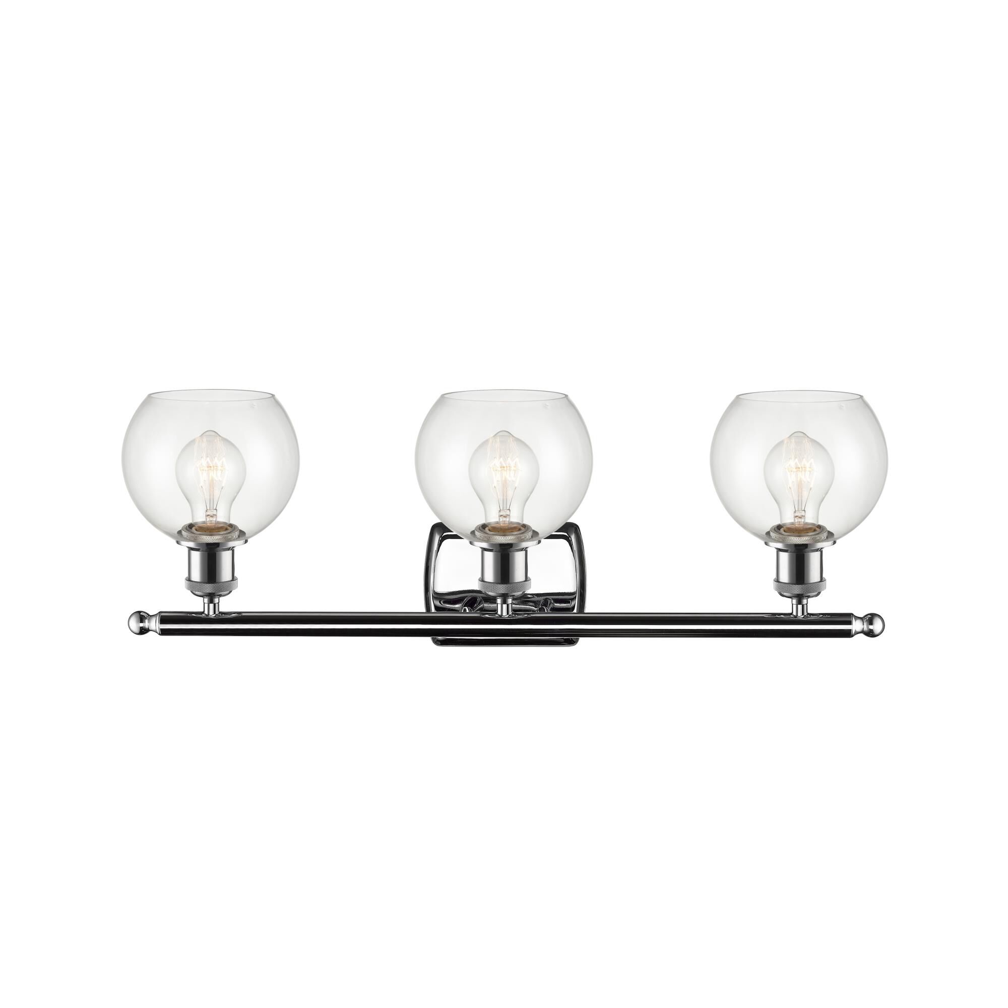 Shown in Polished Chrome finish and Clear Athens glass and No Shade shade