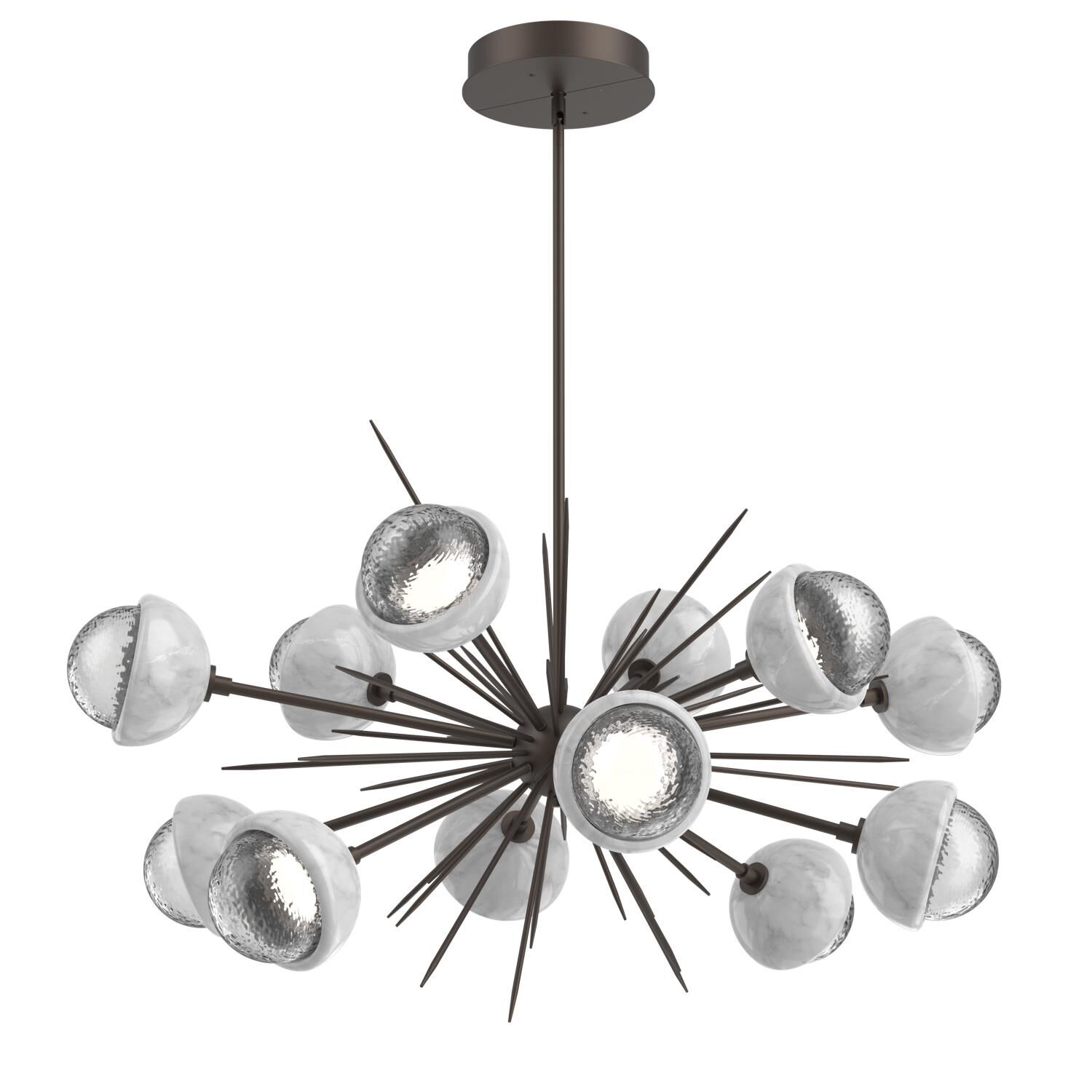Shown in Flat Bronze finish and Clear glass and White Marble accent