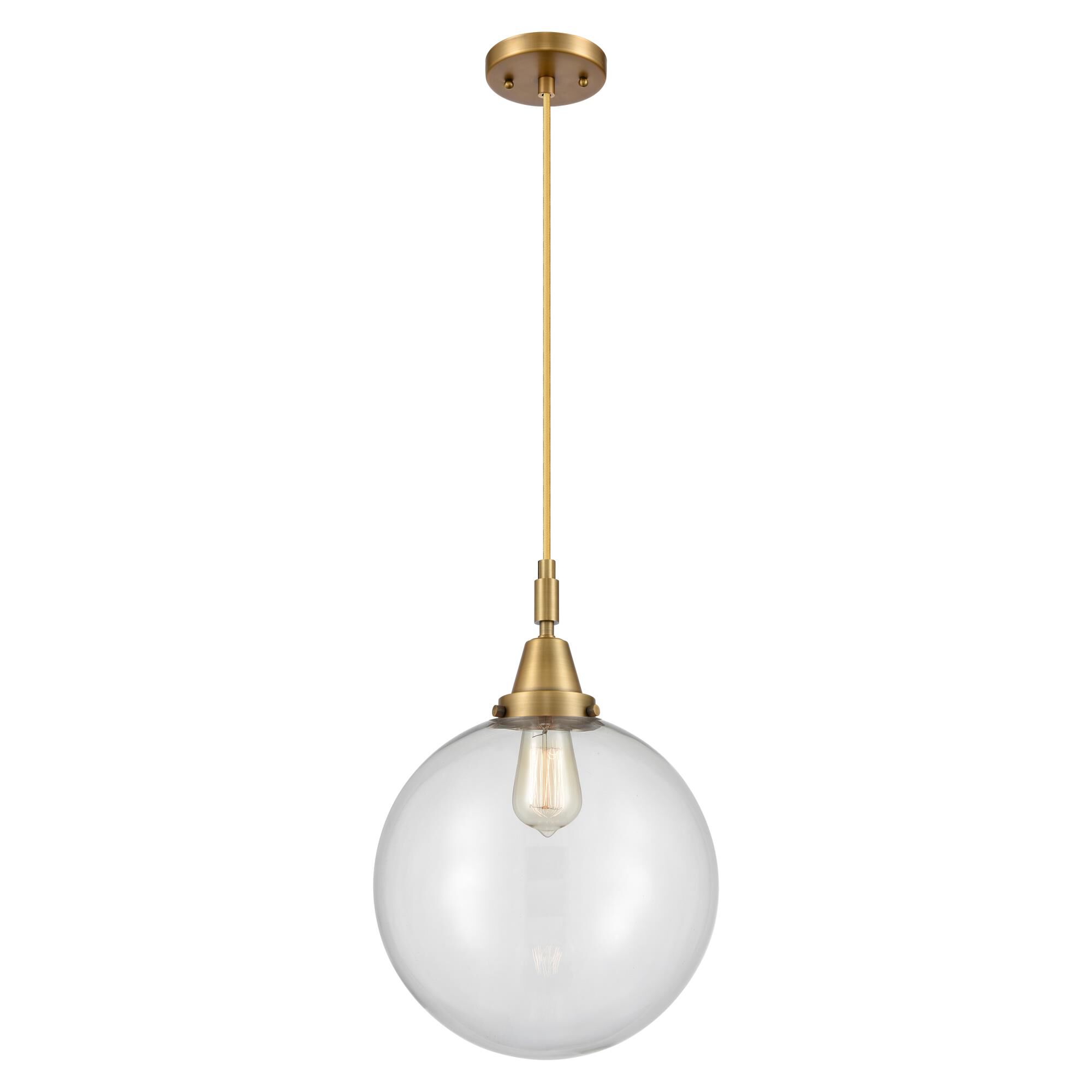 Shown in Brushed Brass finish and Clear glass