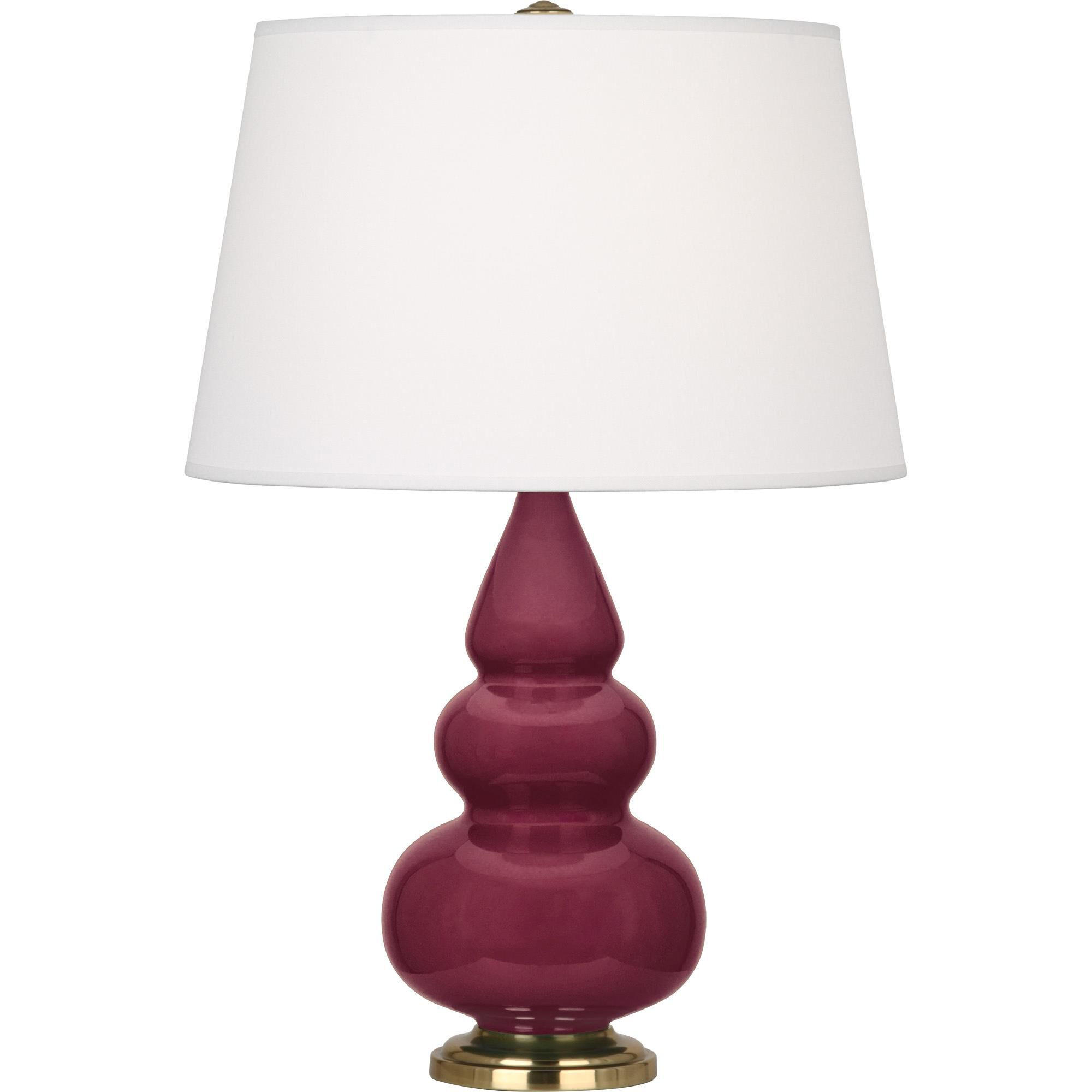 Shown in Sugar Plum finish and Pearl Dupioni shade