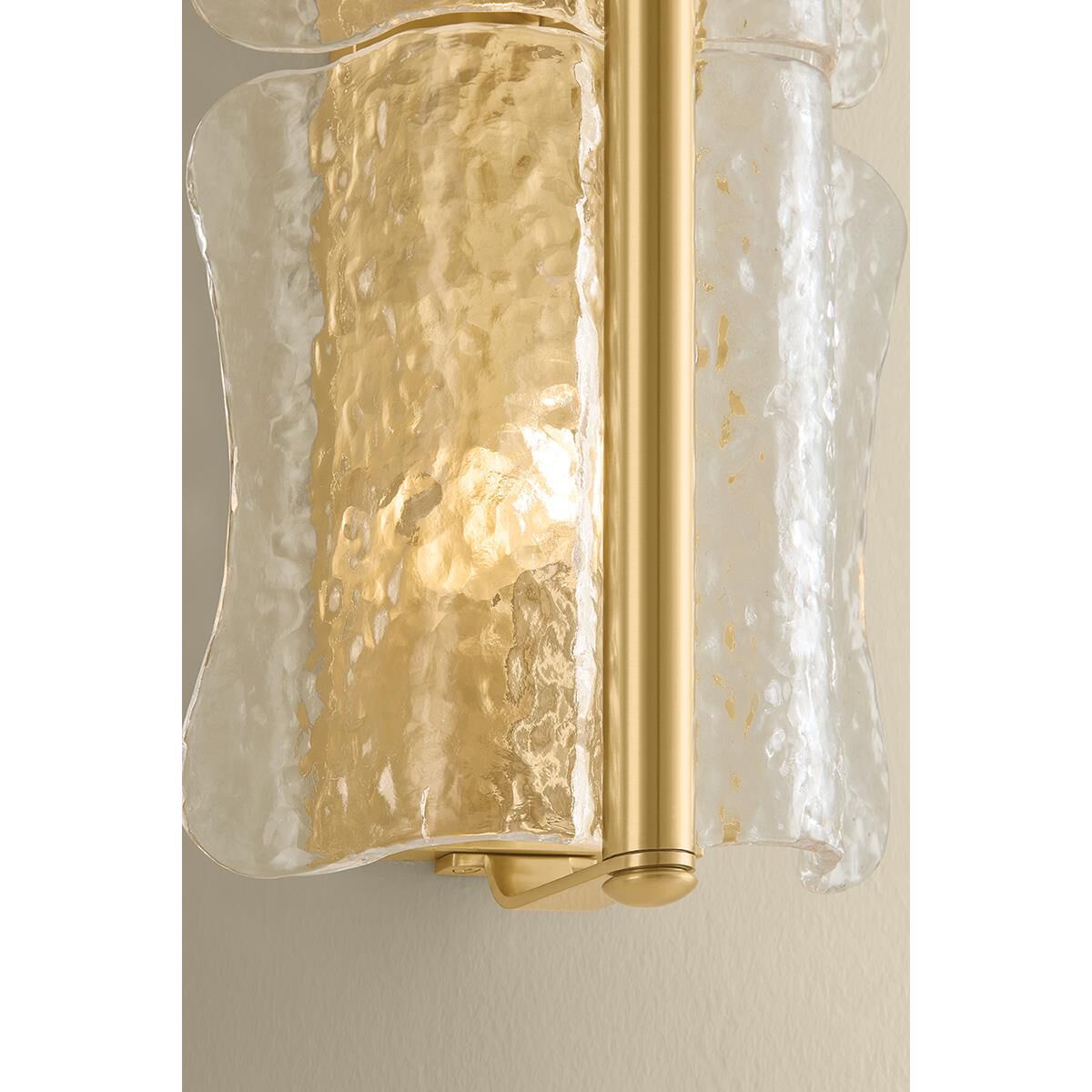 Shown in Aged Brass finish and Clear Optic glass