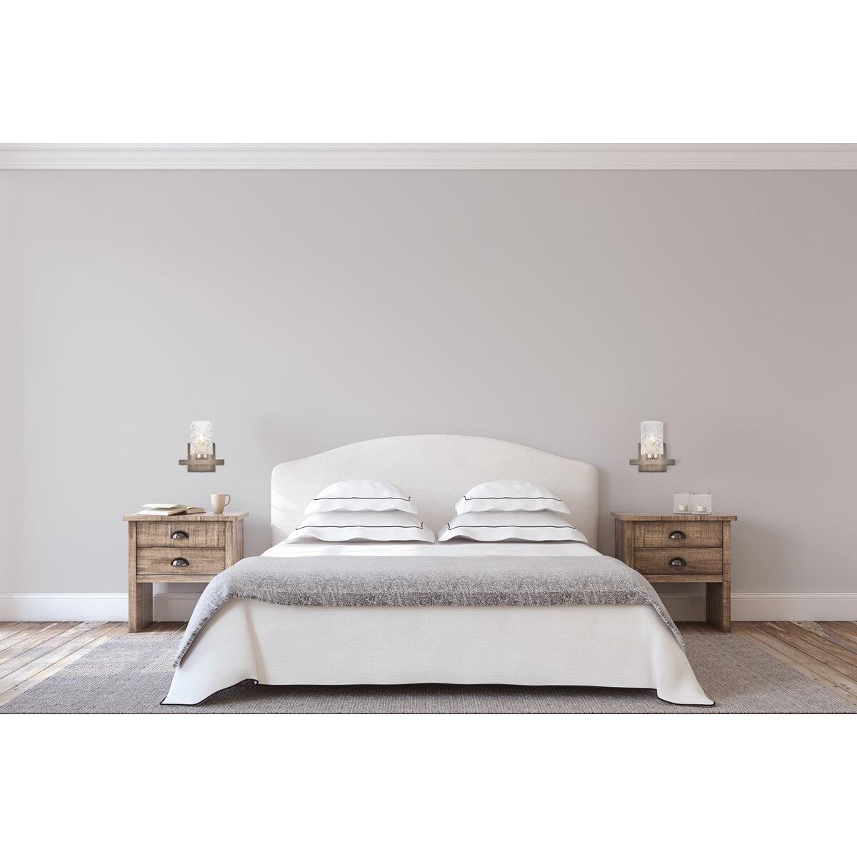 Shown in Satin Nickel finish and Clear glass