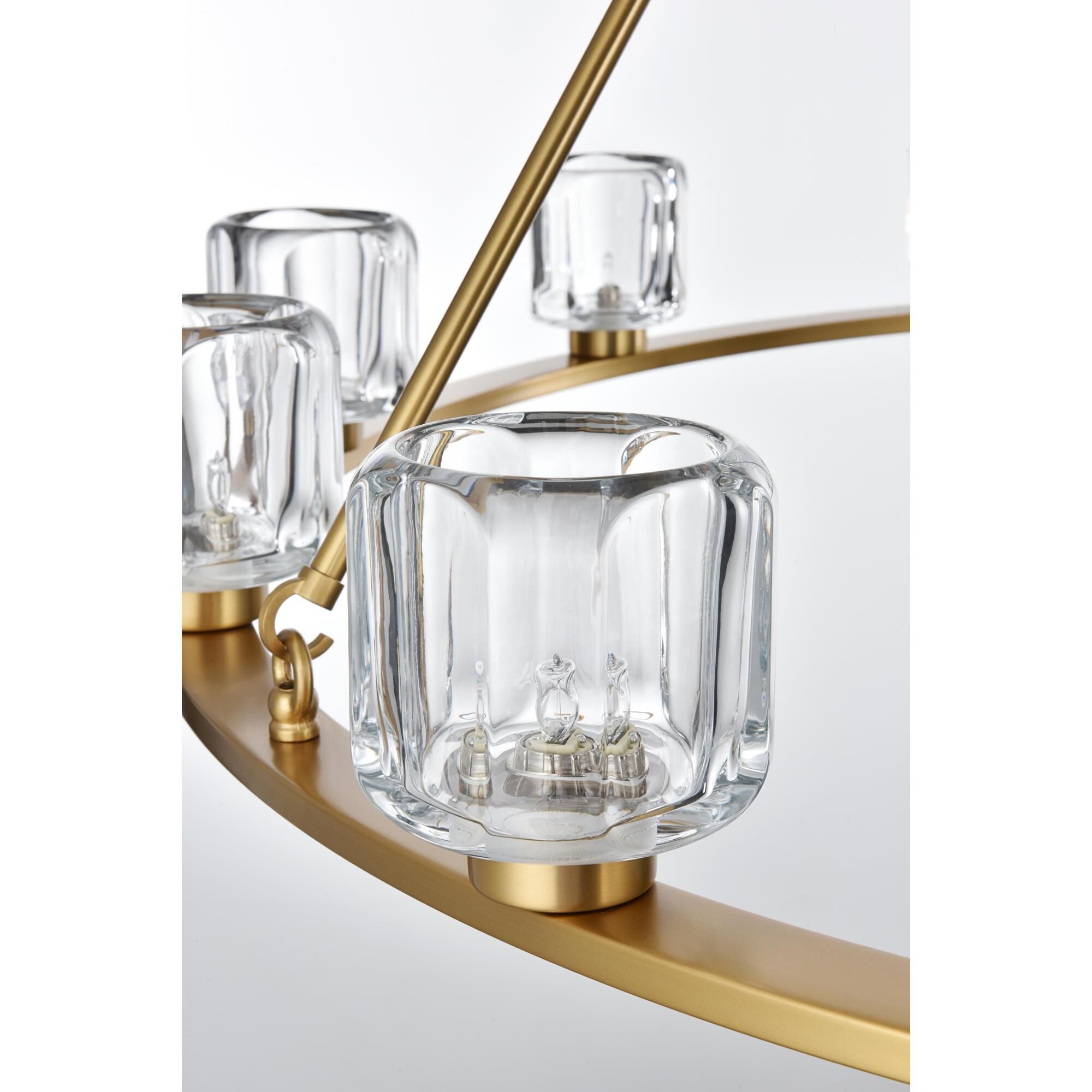 Shown in Satin Gold  finish and Clear glass