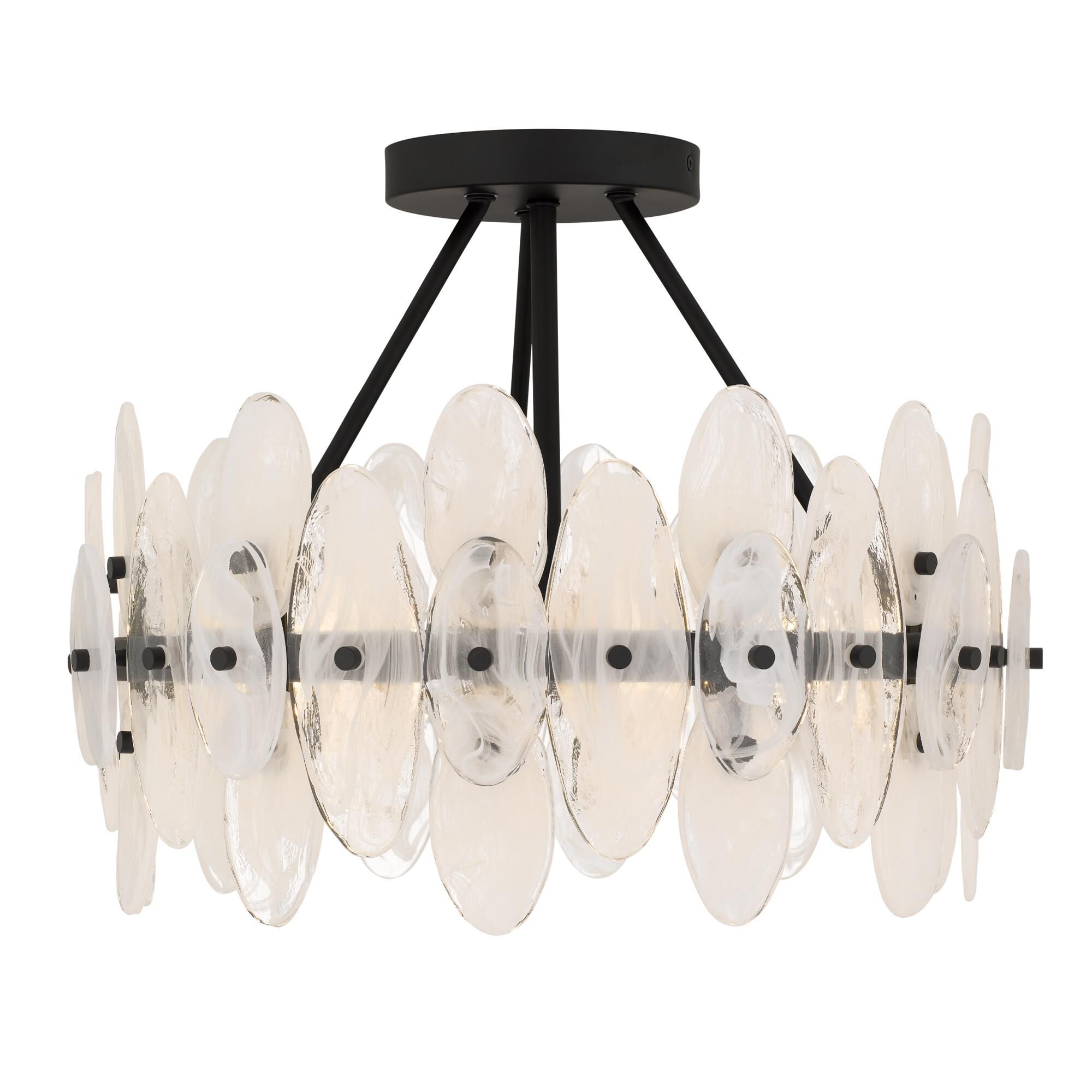 Shown in Matte Black finish and Glass shade