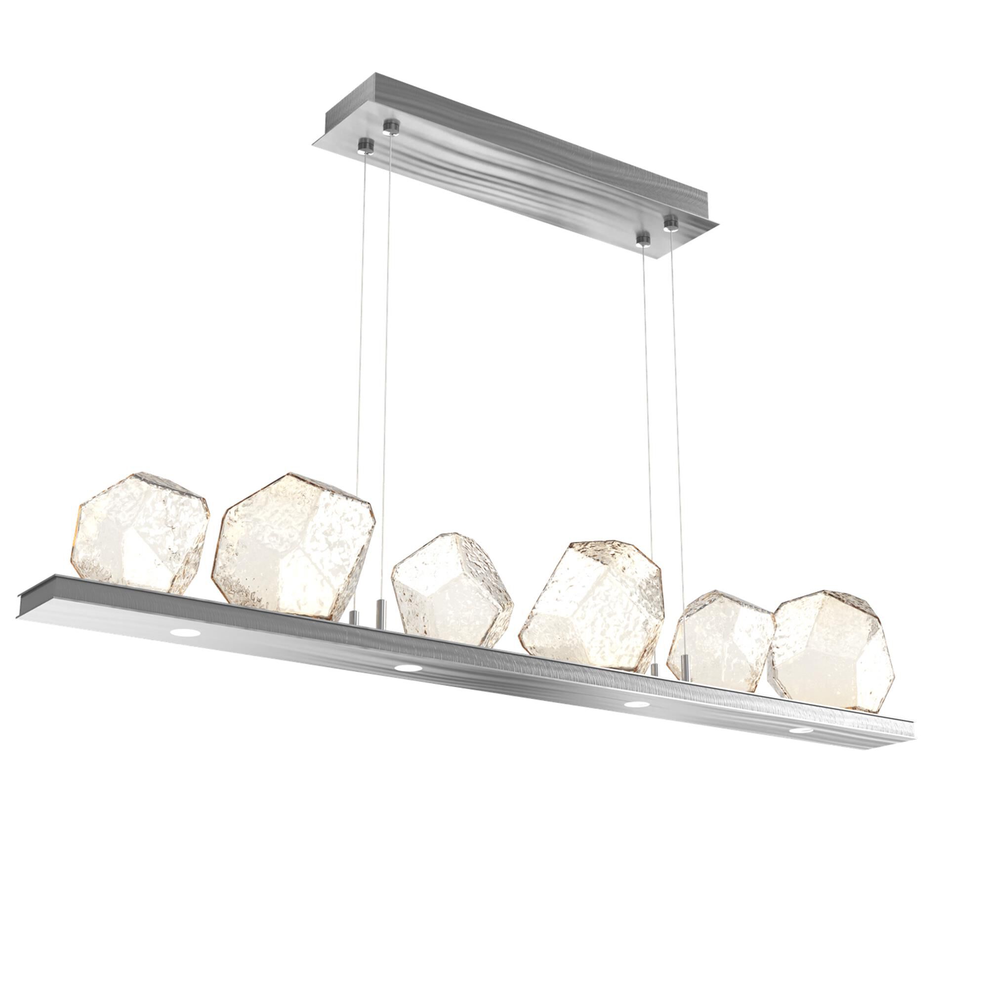 Shown in Satin Nickel finish and Amber glass