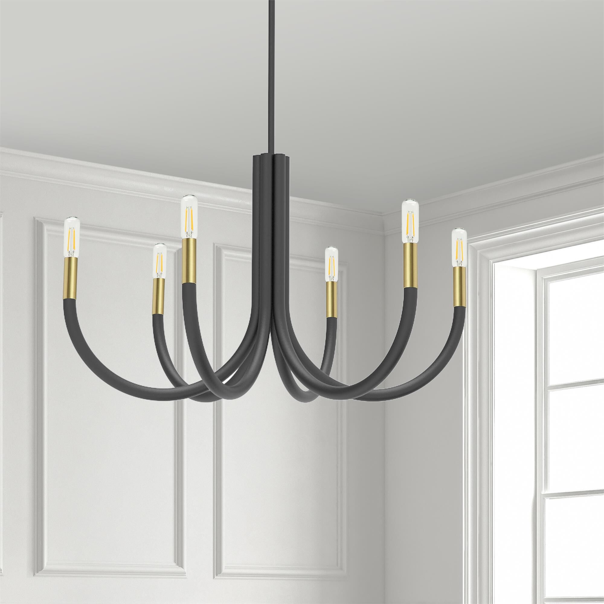 Wand 28 Inch 6 Light Chandelier by Dainolite
