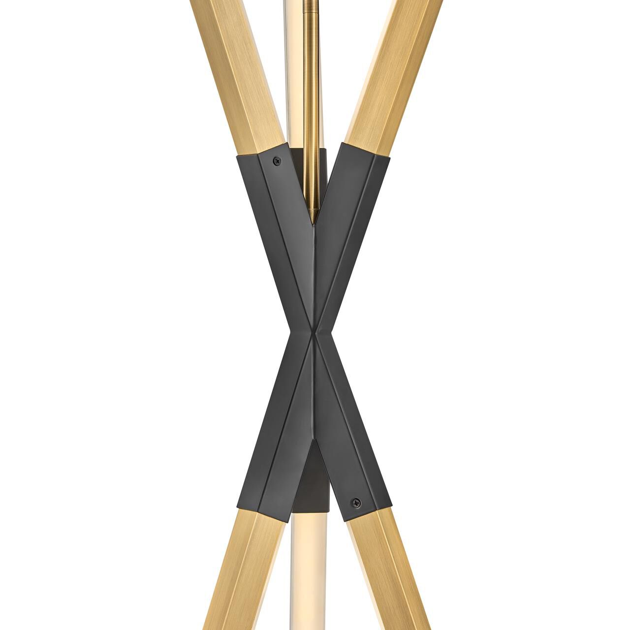 Shown in Lacquered Brass with Black Accents finish and Etched Acrylic glass