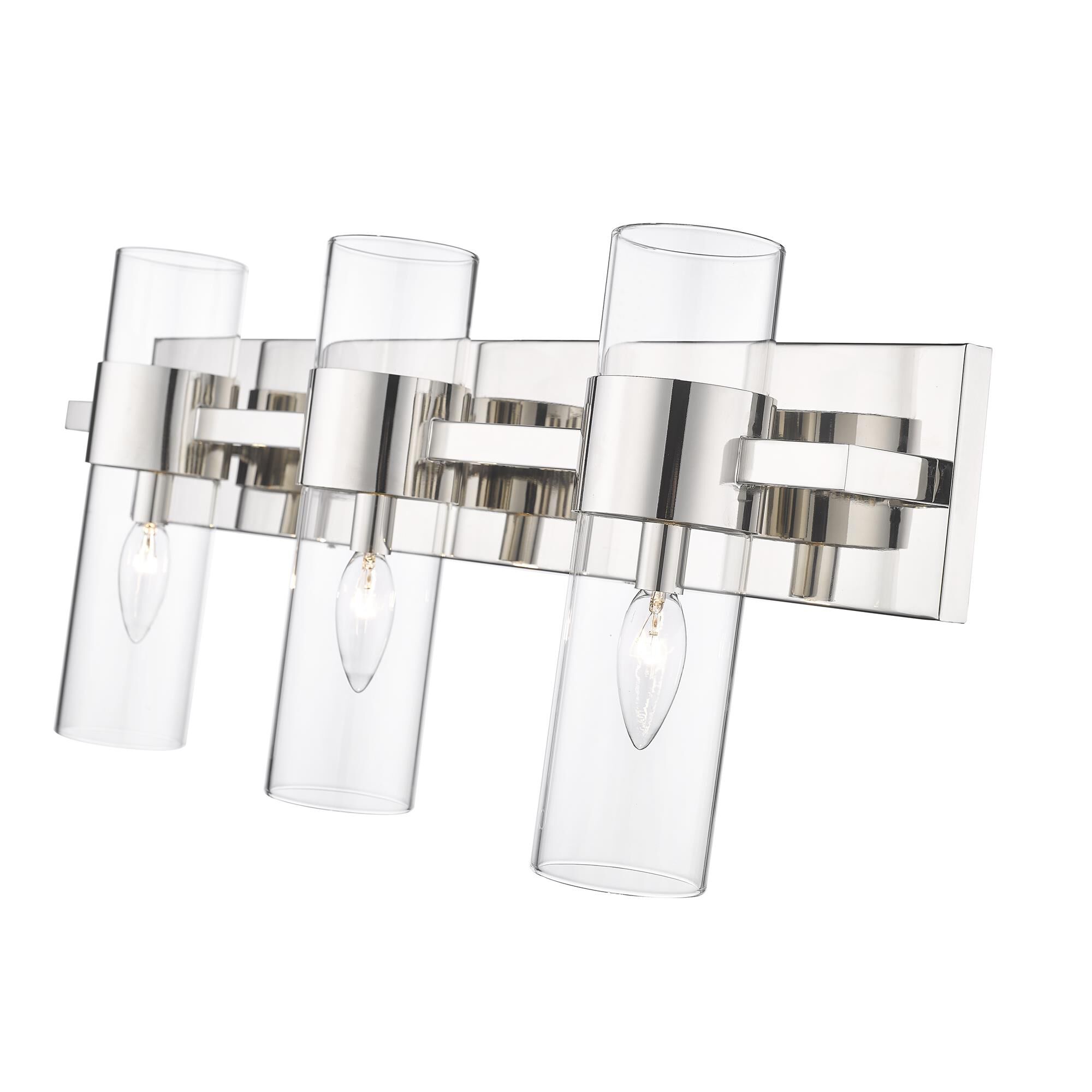 Shown in Polished Nickel finish and Clear glass