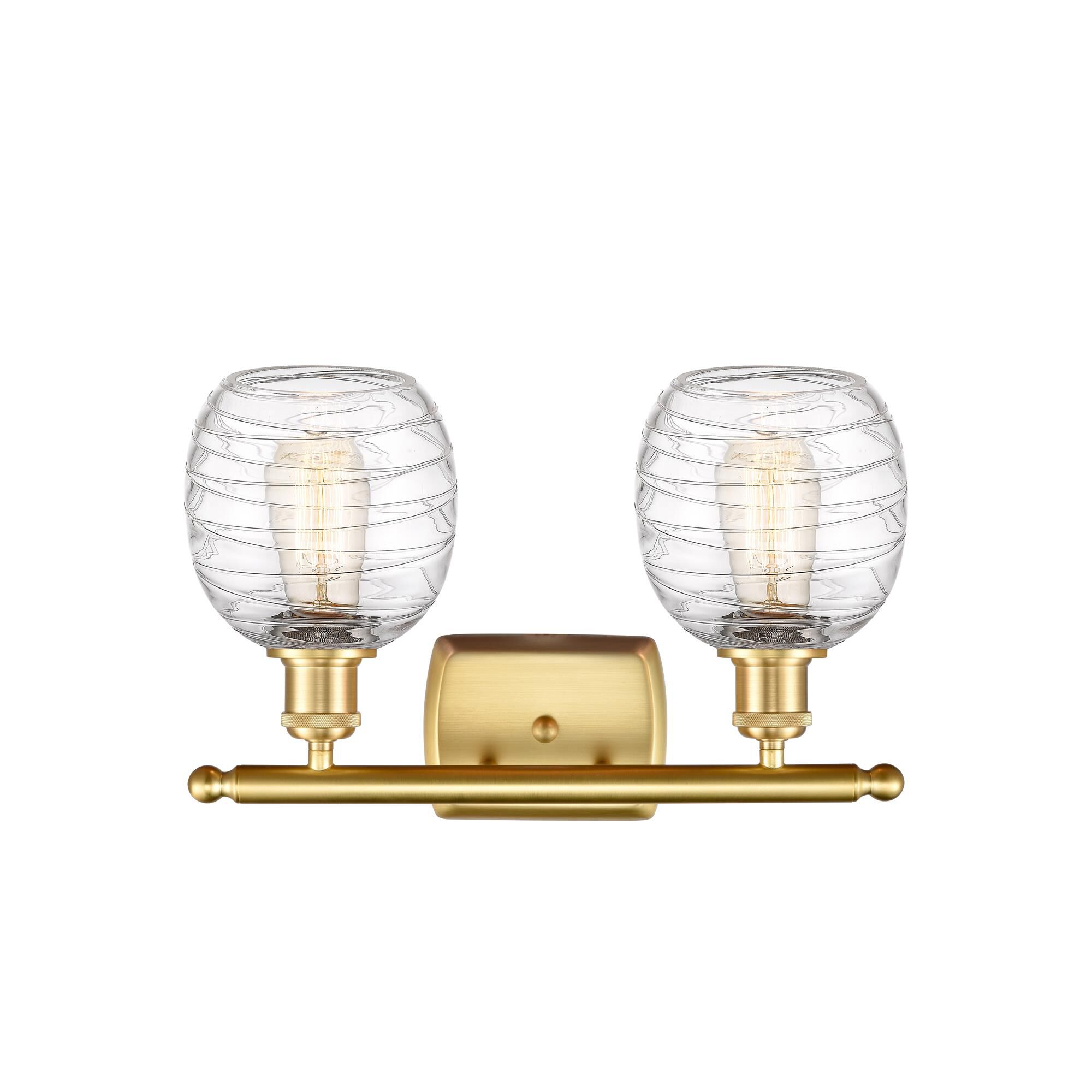 Shown in Satin Gold finish and Deco Swirl glass