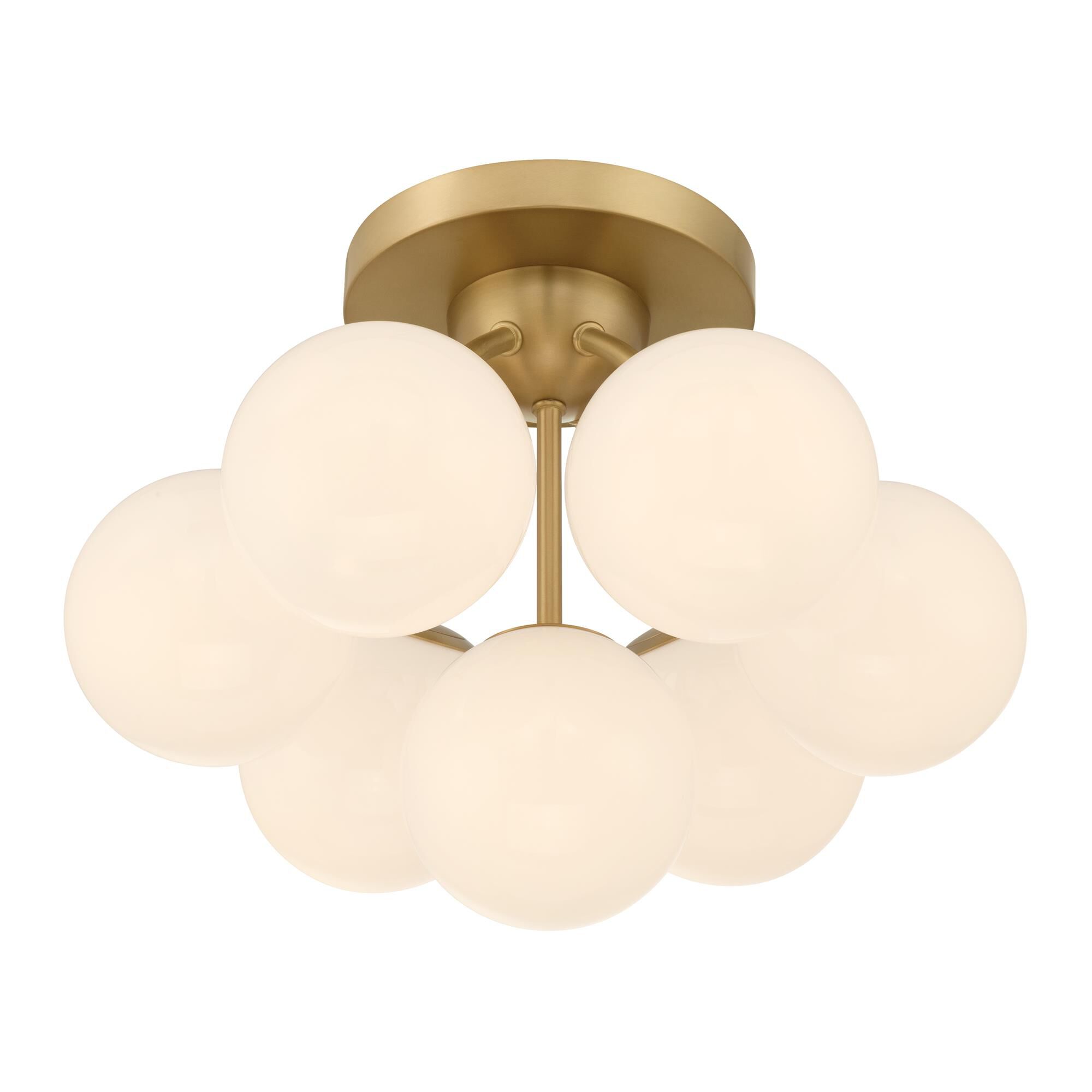 Shown in Legacy Brass finish and Opal glass