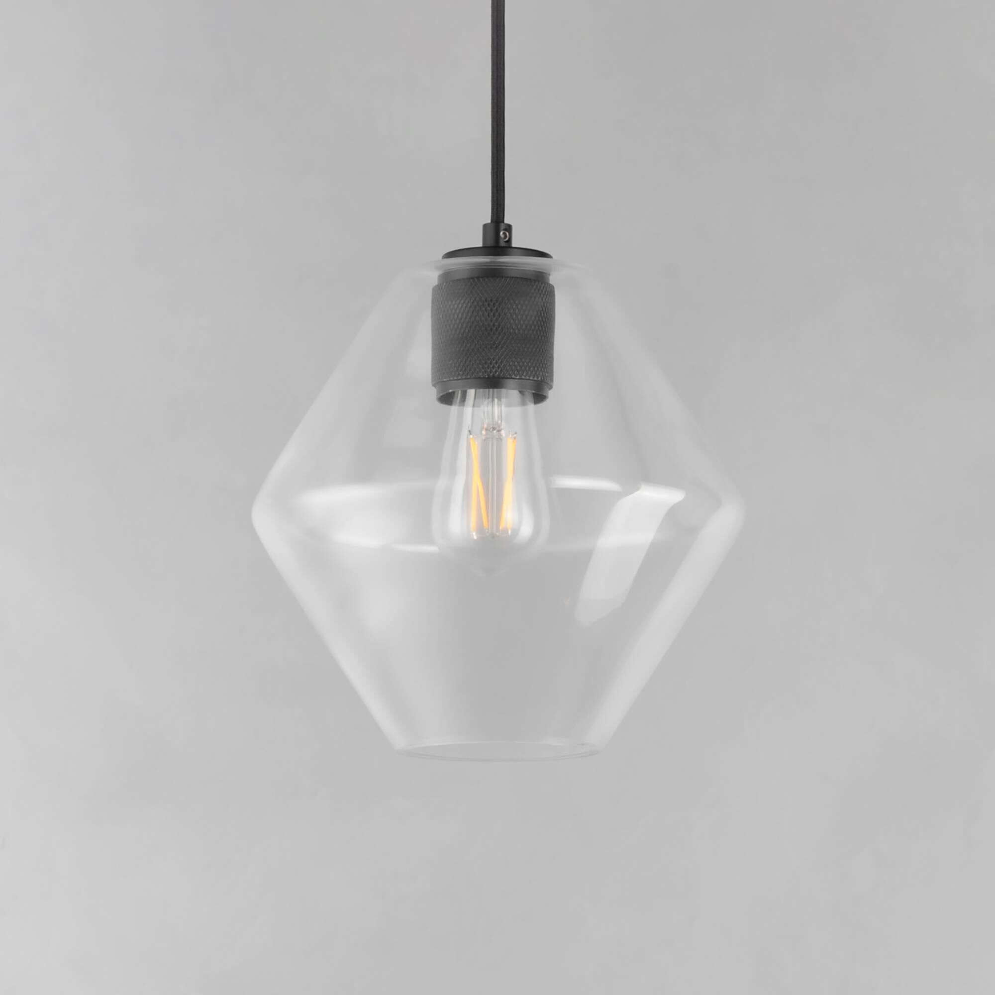 Shown in Black finish and Clear glass