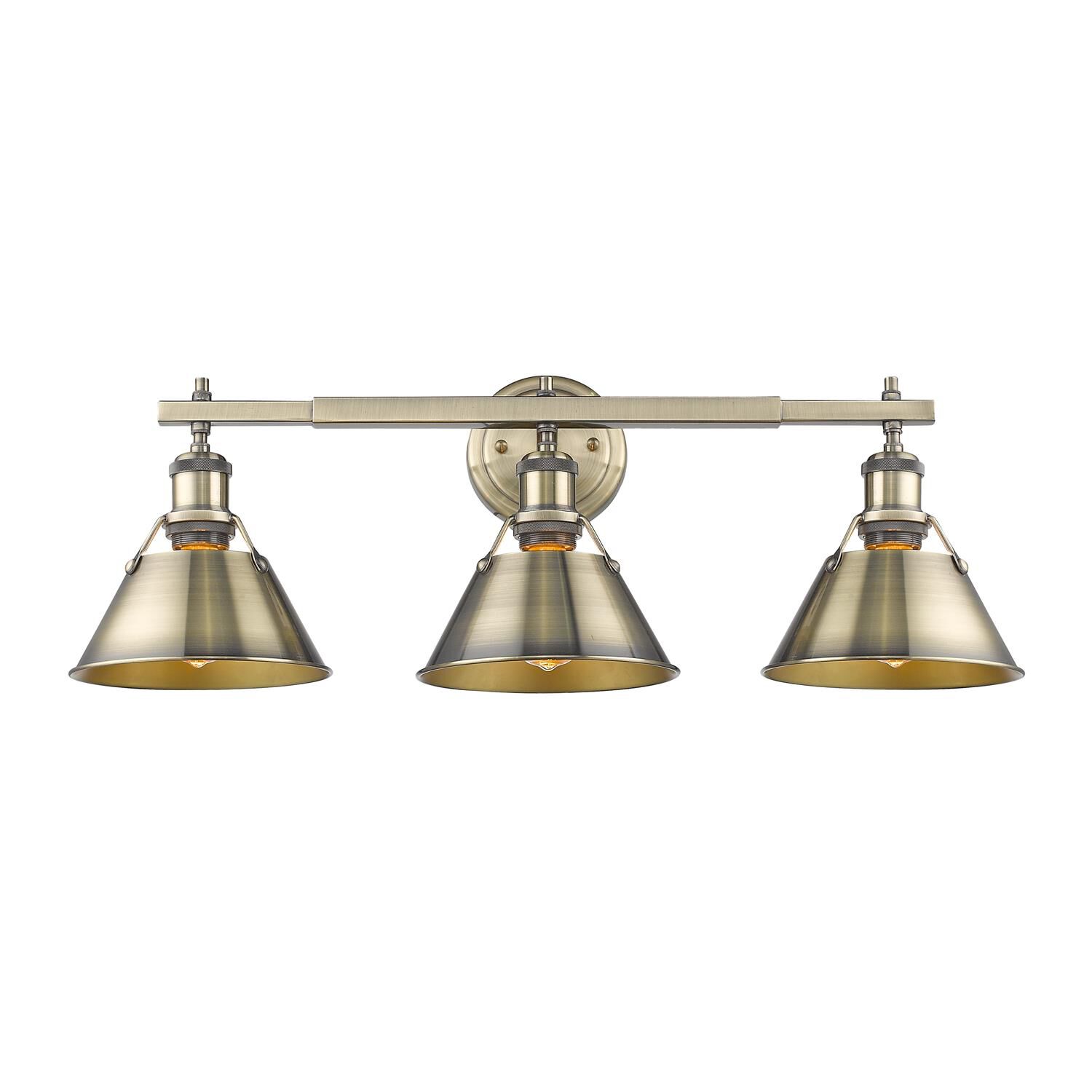 Shown in Aged Brass finish and Aged Brass shade