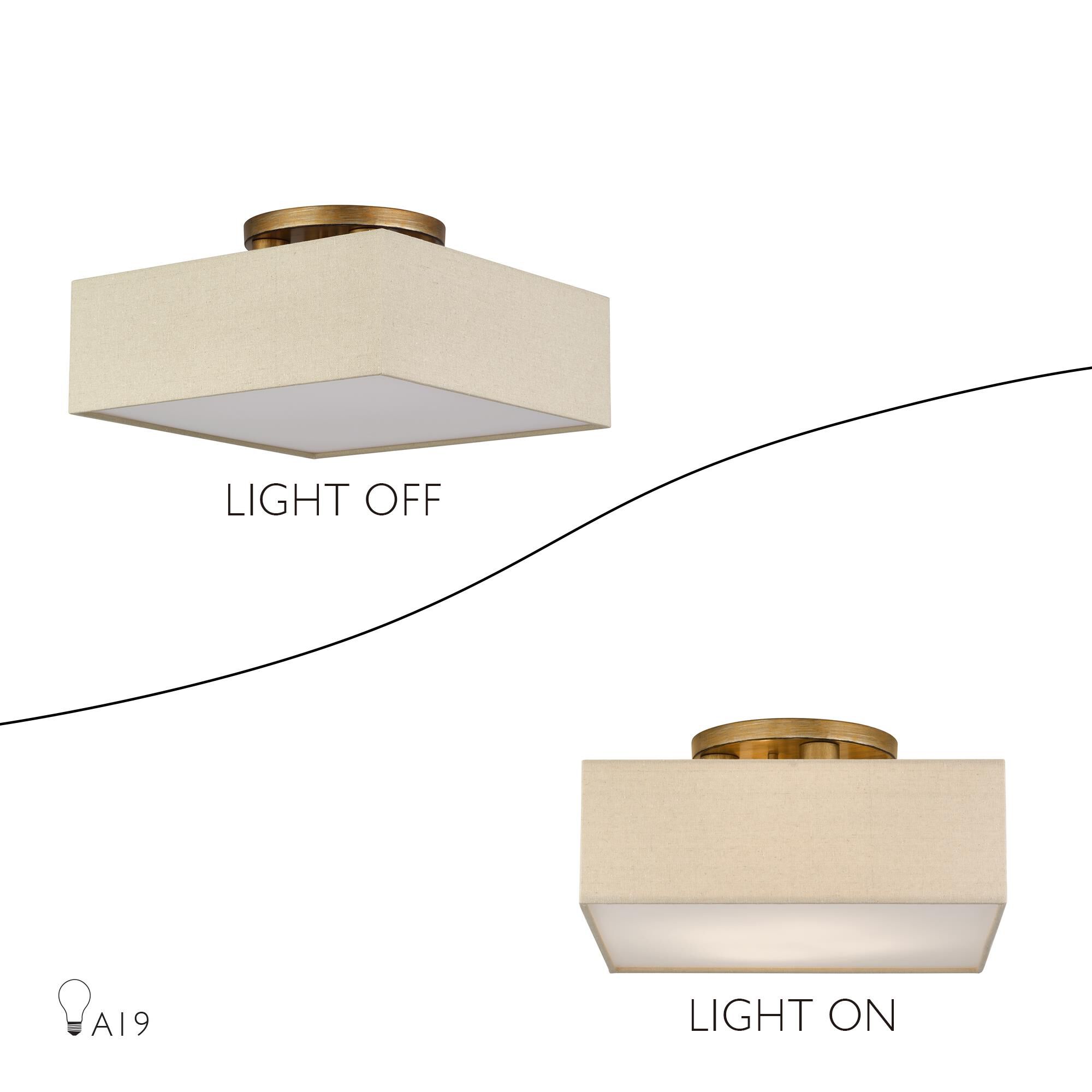 Shown in Antique Gold Leaf finish and Hand Crafted Parchment Color Hardback Fabric with White Color Inside shade