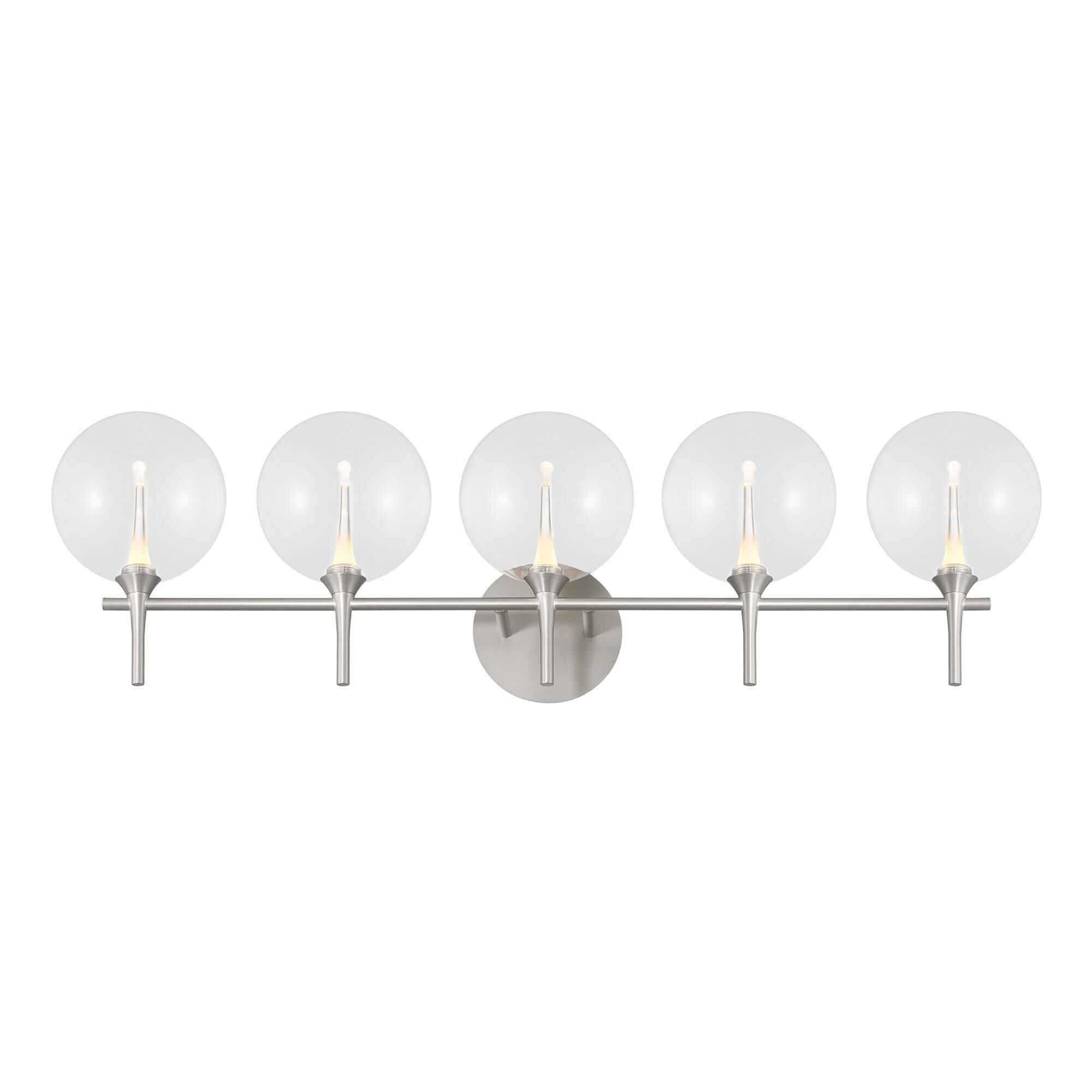 Shown in Nickel finish and Clear glass