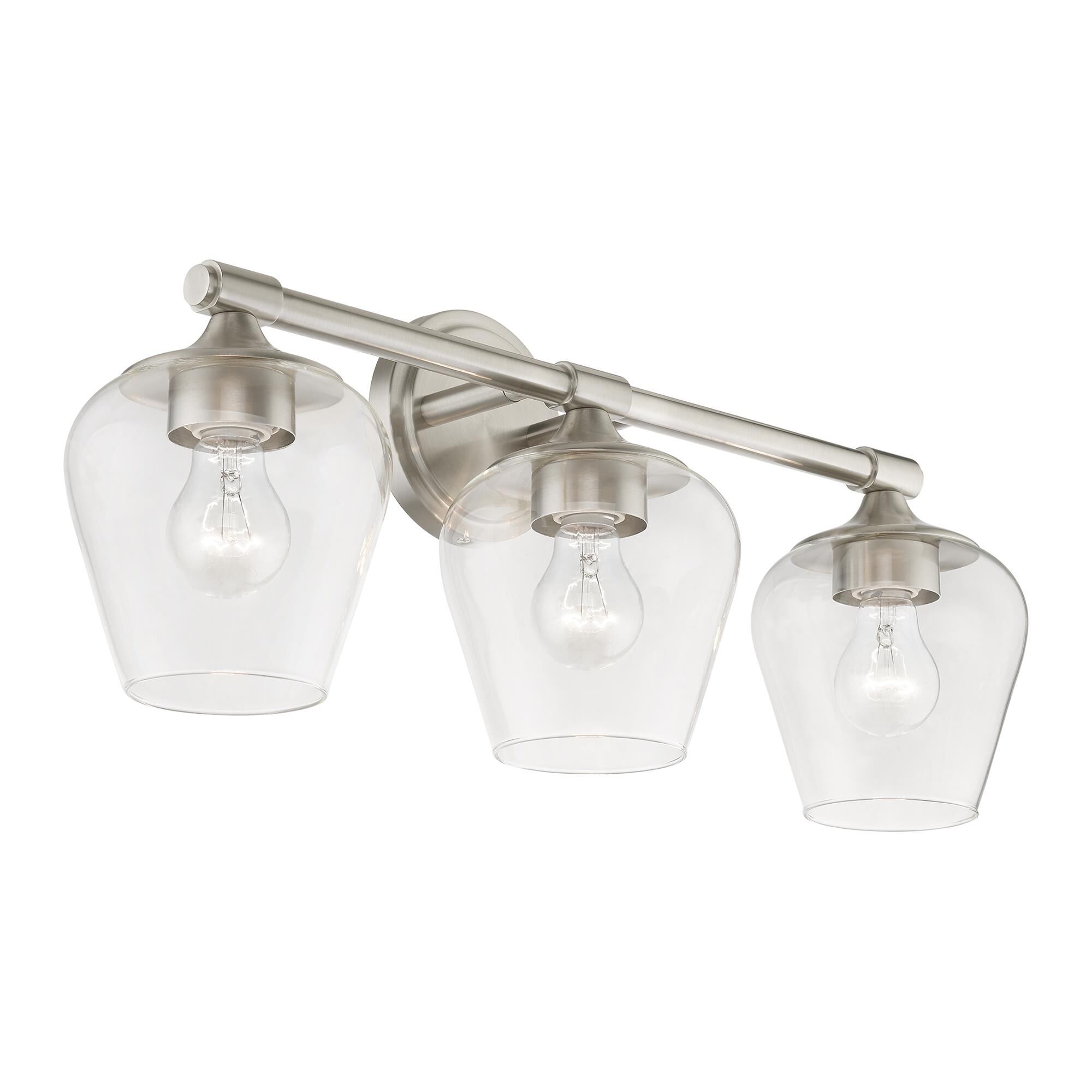 Shown in Brushed Nickel finish and Clear glass
