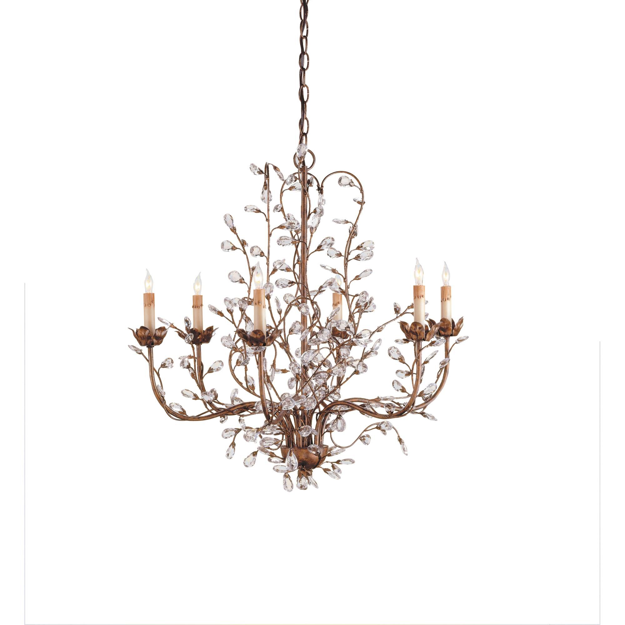 Crystal Bud 28 Inch 6 Light Chandelier by Currey and Company