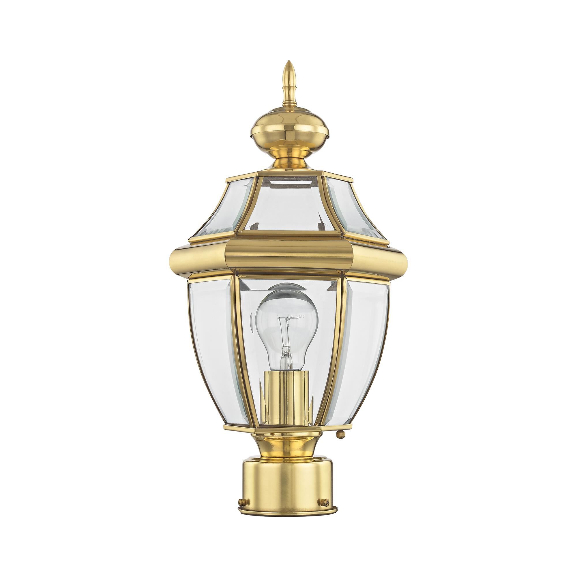 Shown in Polished Brass finish and Clear Beveled glass