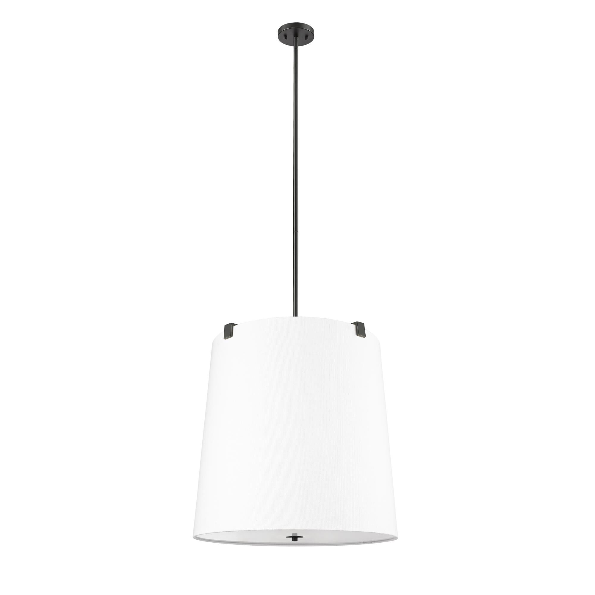 Shown in Matte Black finish and White Linen shade