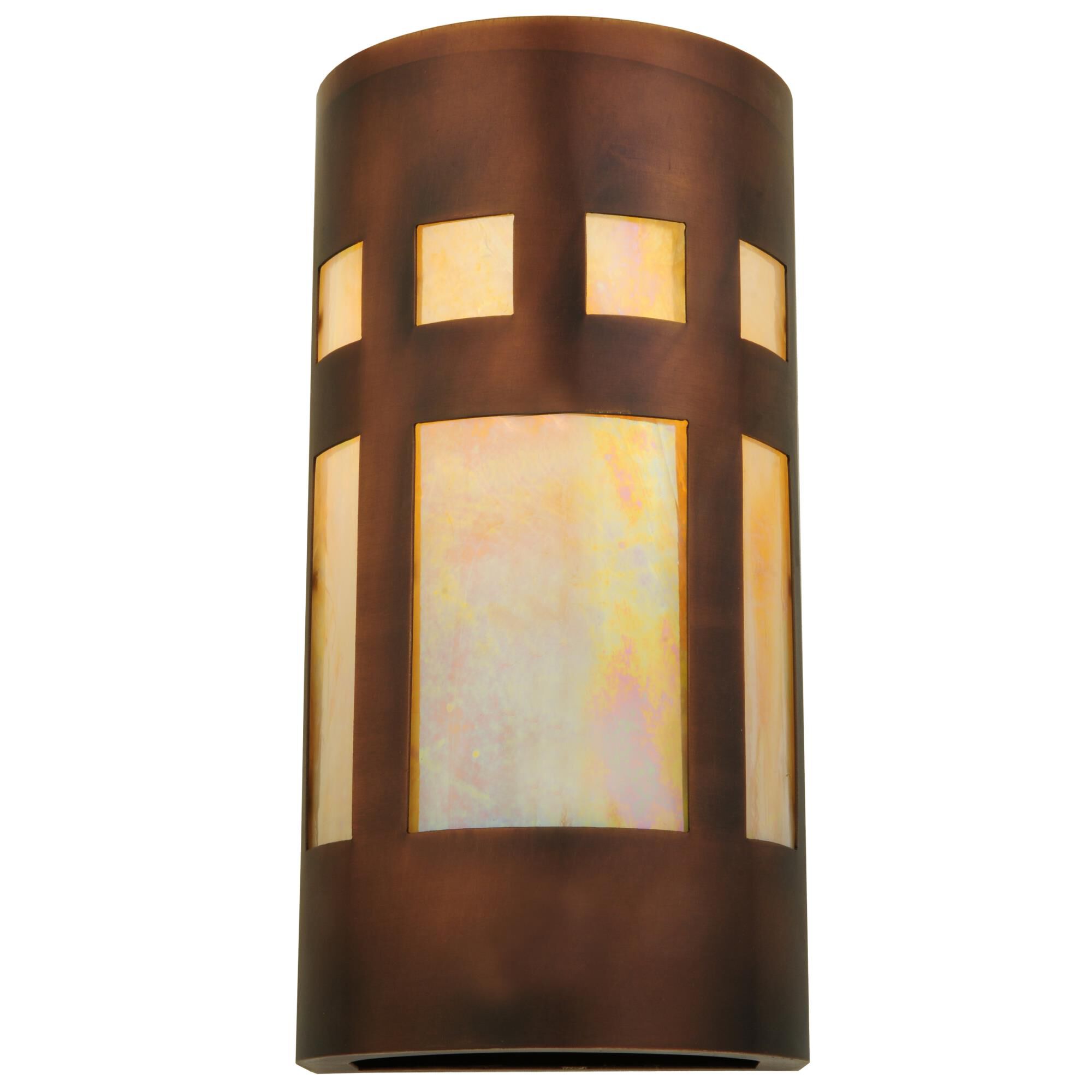 Shown in Craftsman Brown Finish;Custom Finish;Transparent Copper finish and Beige Iridescent glass