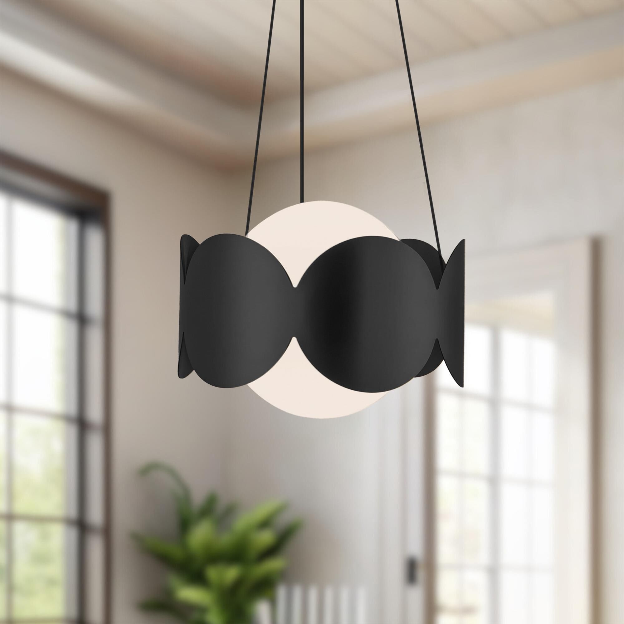 Shown in Black finish and Opal glass