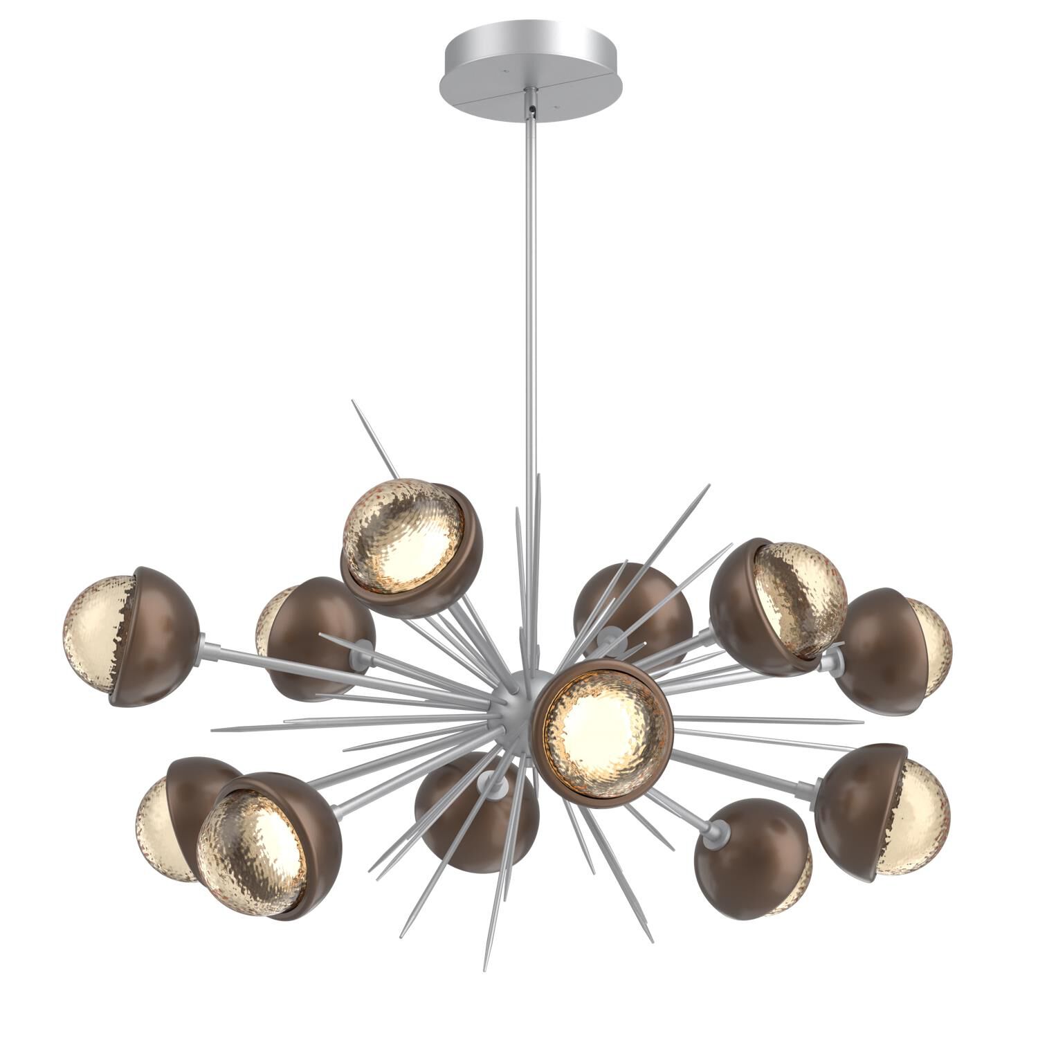Shown in Classic Silver finish and Amber glass and Burnished Bronze accent
