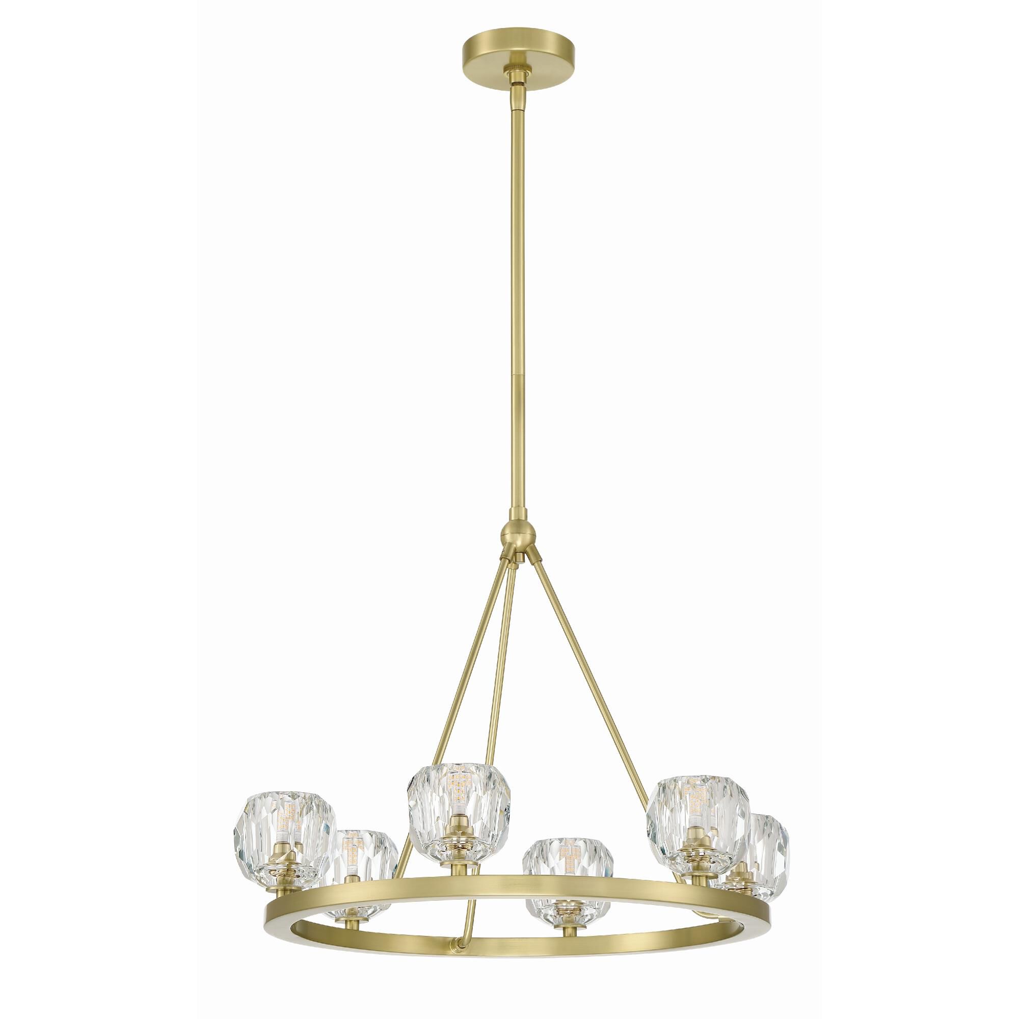 Shown in Soft Brass finish and Faceted Cut crystal and Crystal glass and Crystal shade