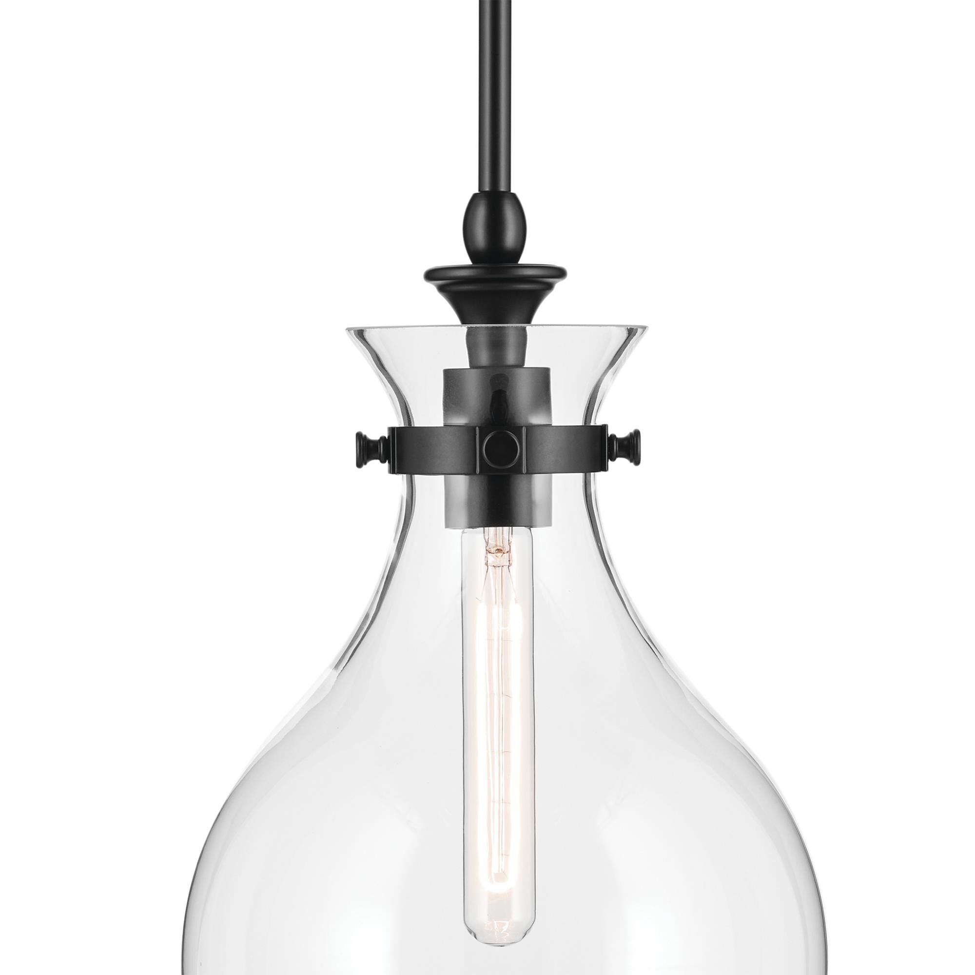 Shown in Black finish and Clear glass