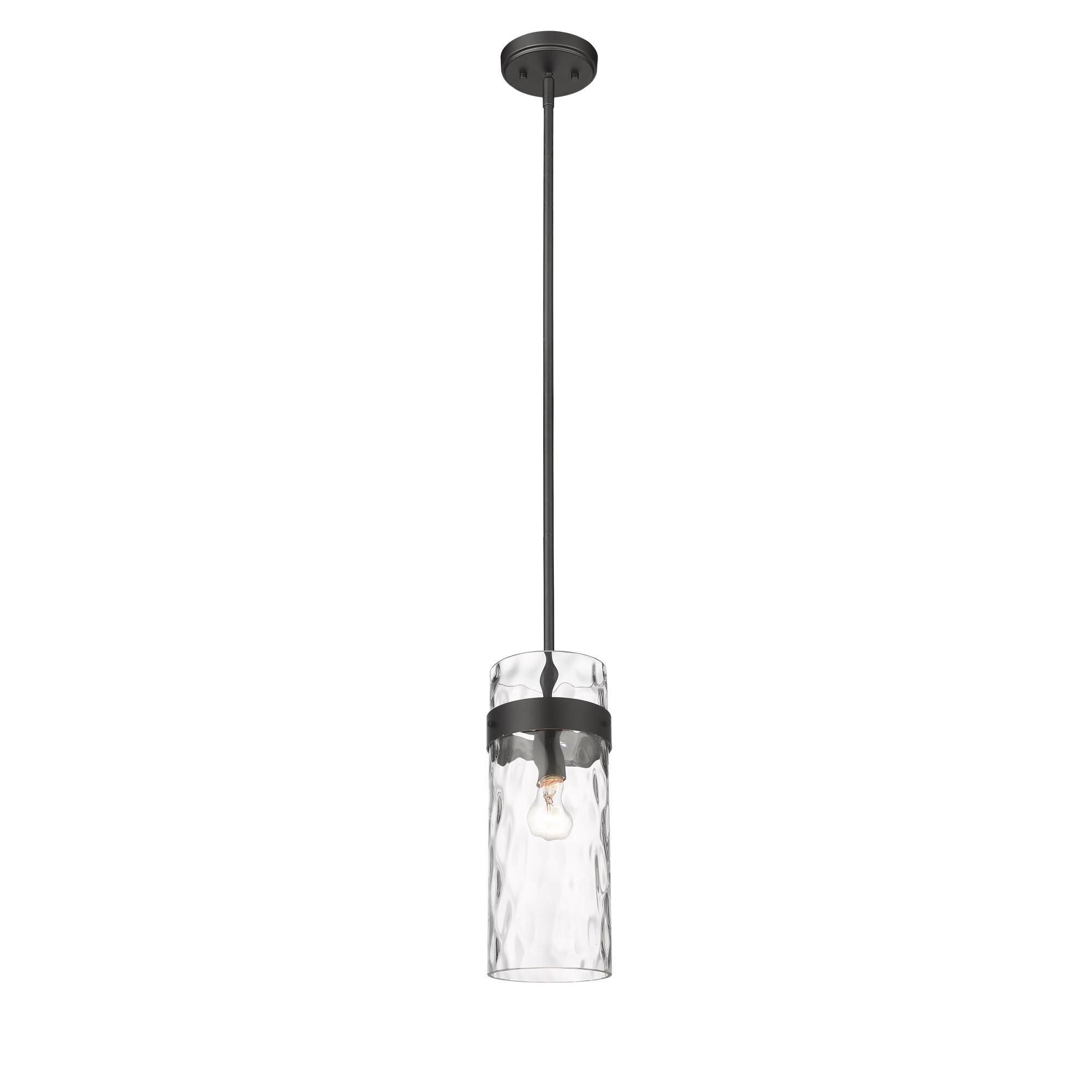 Shown in Matte Black finish and Glass shade