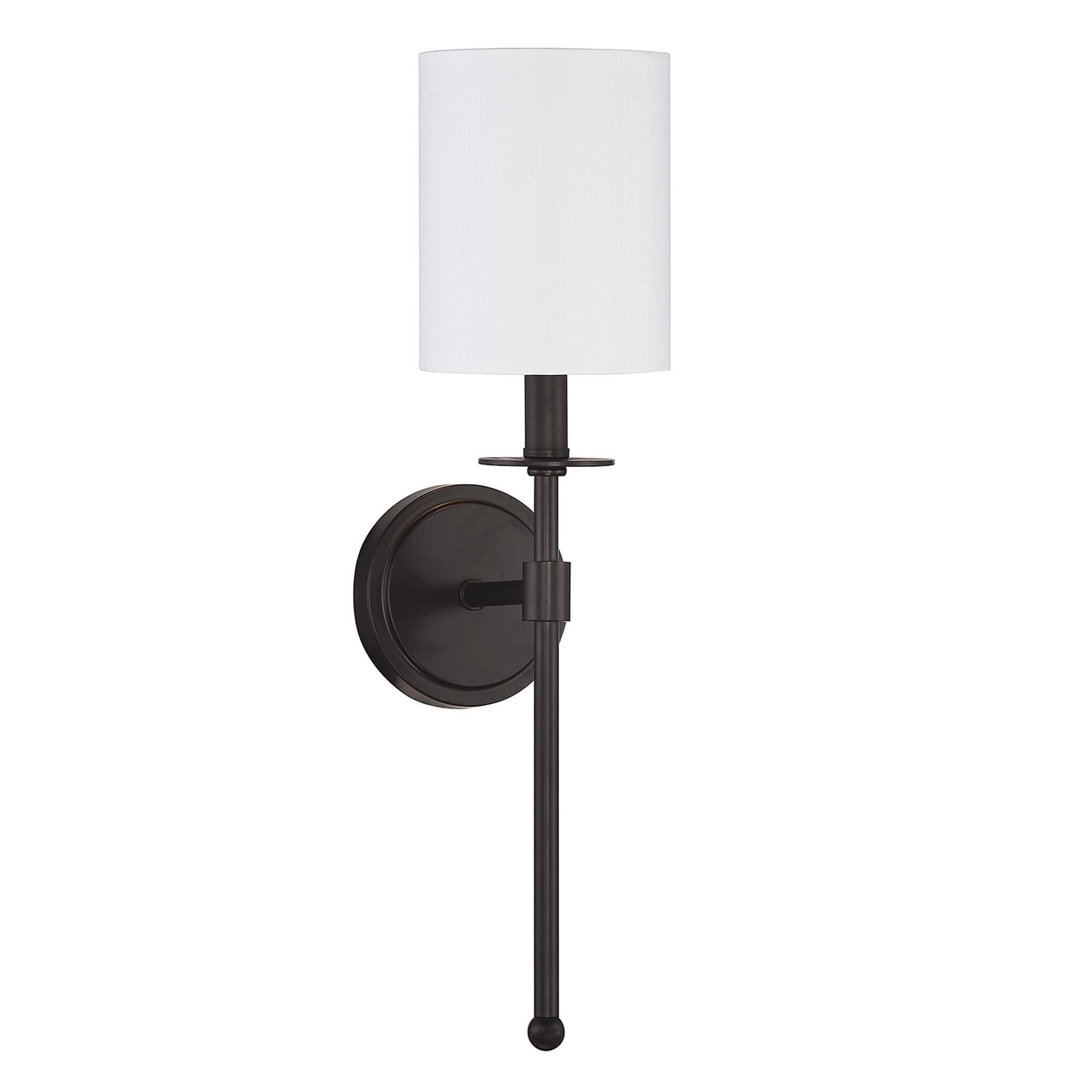 Shown in Oil Rubbed Bronze finish and White Fabric shade