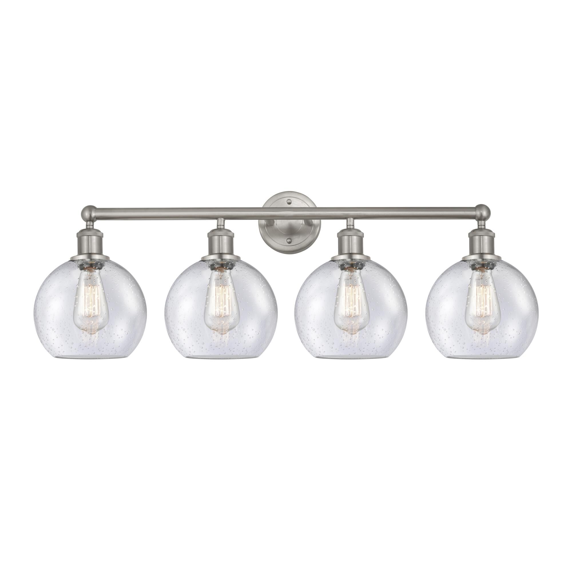 Shown in Satin Nickel finish and Seedy glass