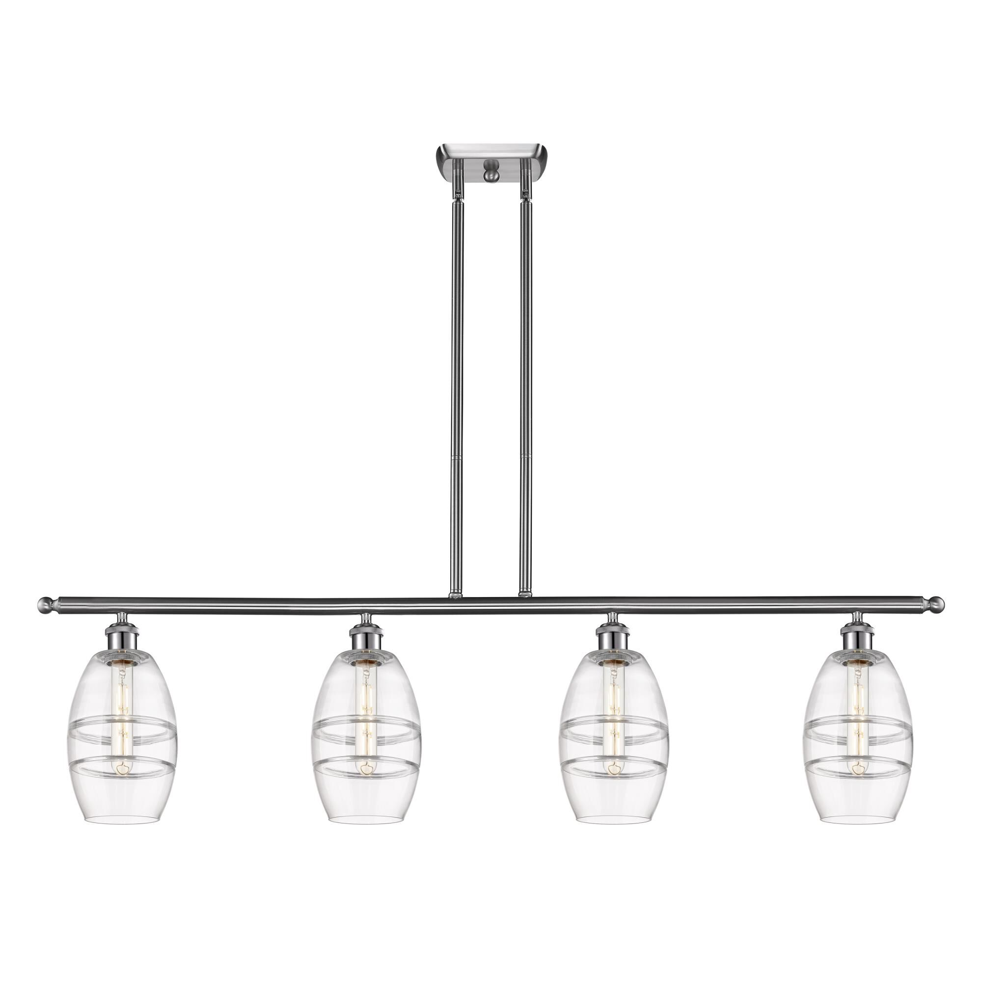 Shown in Brushed Satin Nickel finish and Clear glass