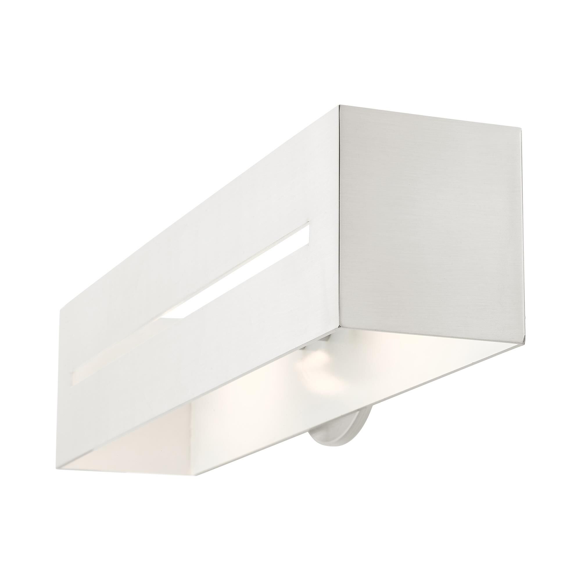 Shown in Brushed Nickel finish and Hand Welded Brushed Nickel  With Shiny White Finish Inside shade