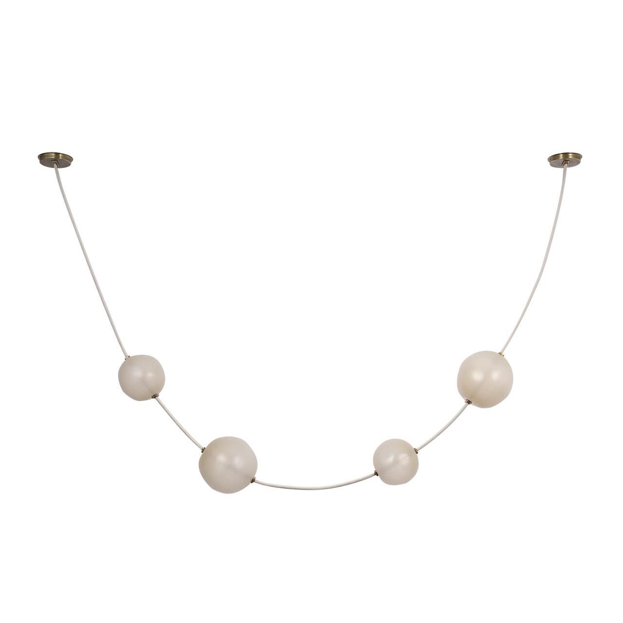 Shown in Bone Suede And Mottled Brass finish and Fizzy Nude glass