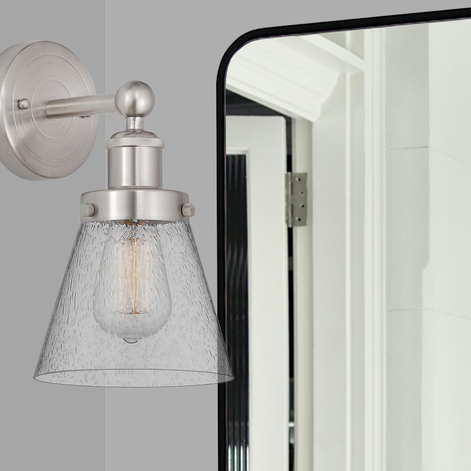 Shown in Brushed Satin Nickel  finish and Mercury glass