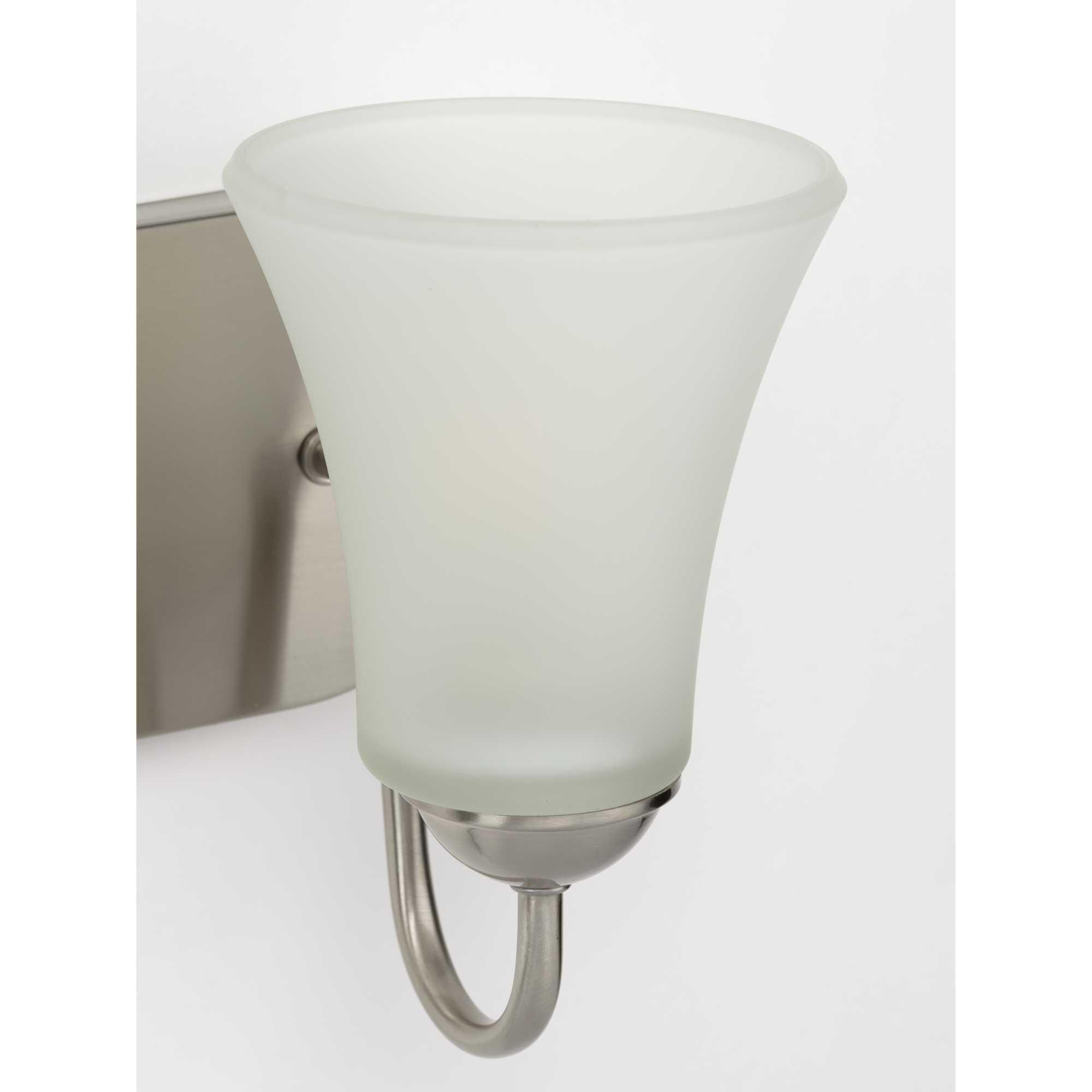 Shown in Brushed Nickel finish and Etched glass