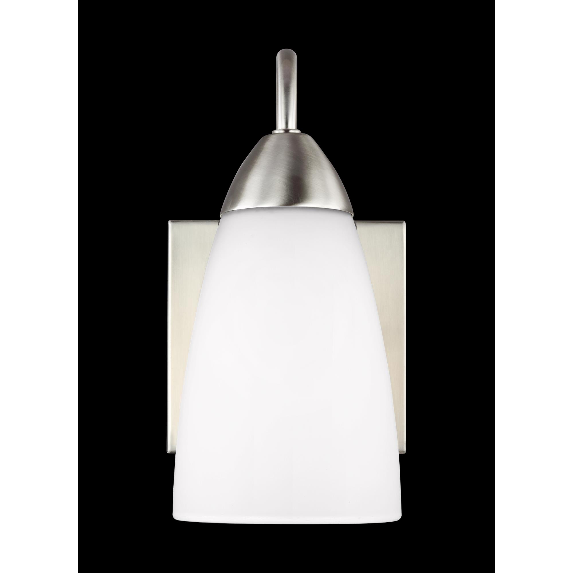 Shown in Brushed Nickel finish and Etched / White Inside  Shade glass and Etched / White Inside Glass shade