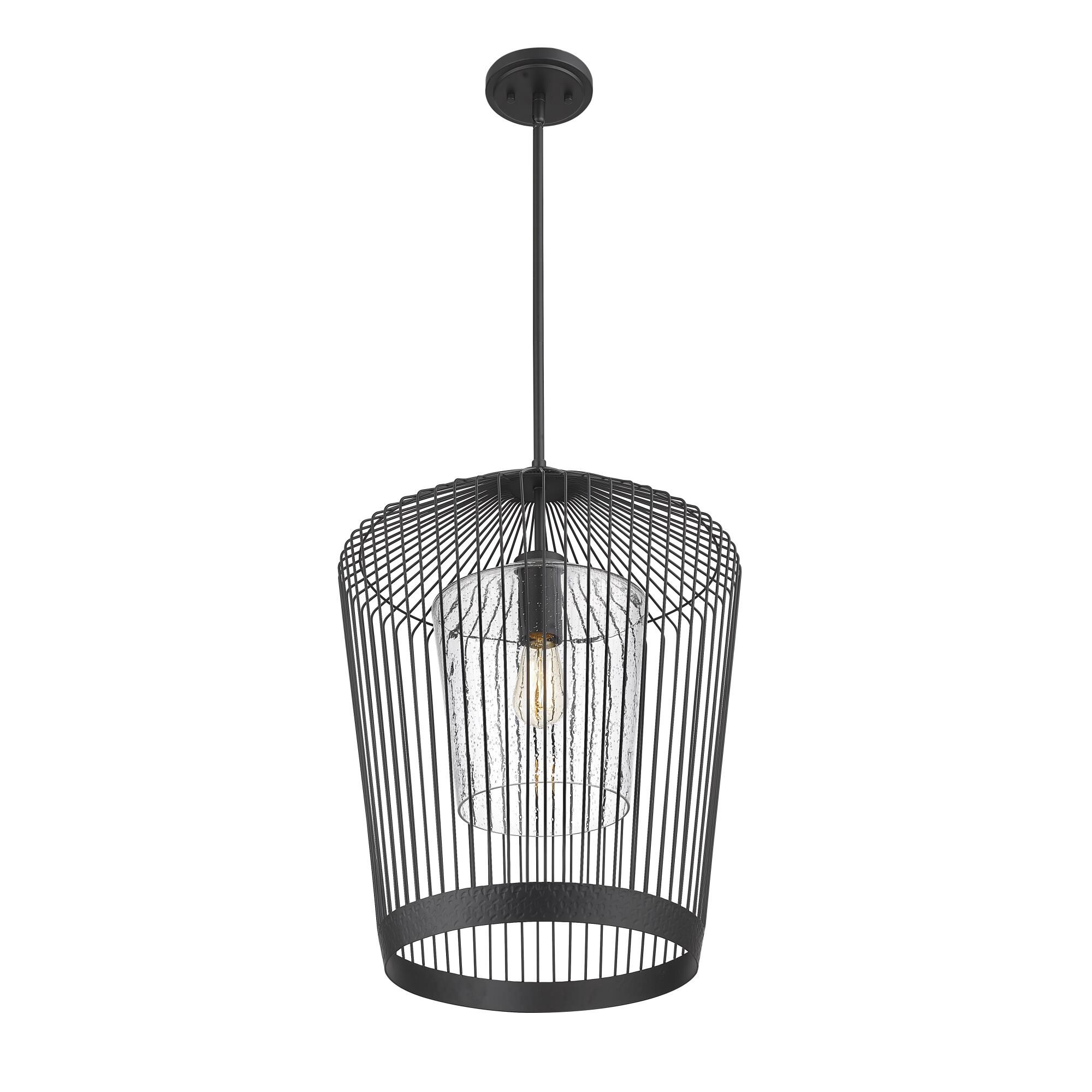 Shown in Matte Black finish and Glass shade