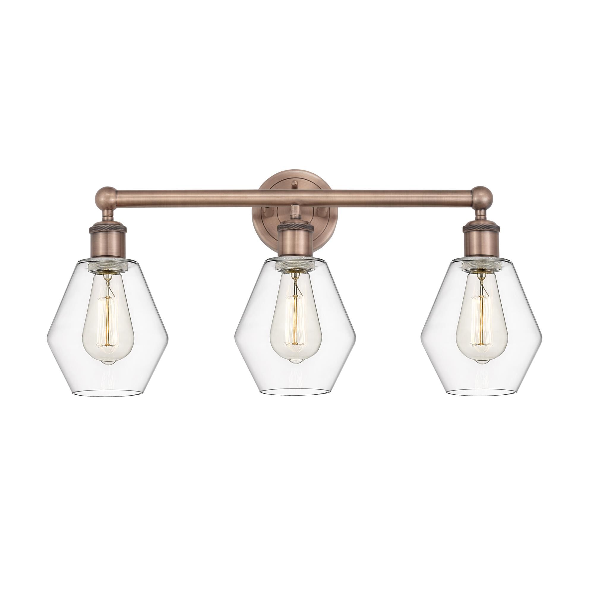 Shown in Antique Copper finish and Clear glass