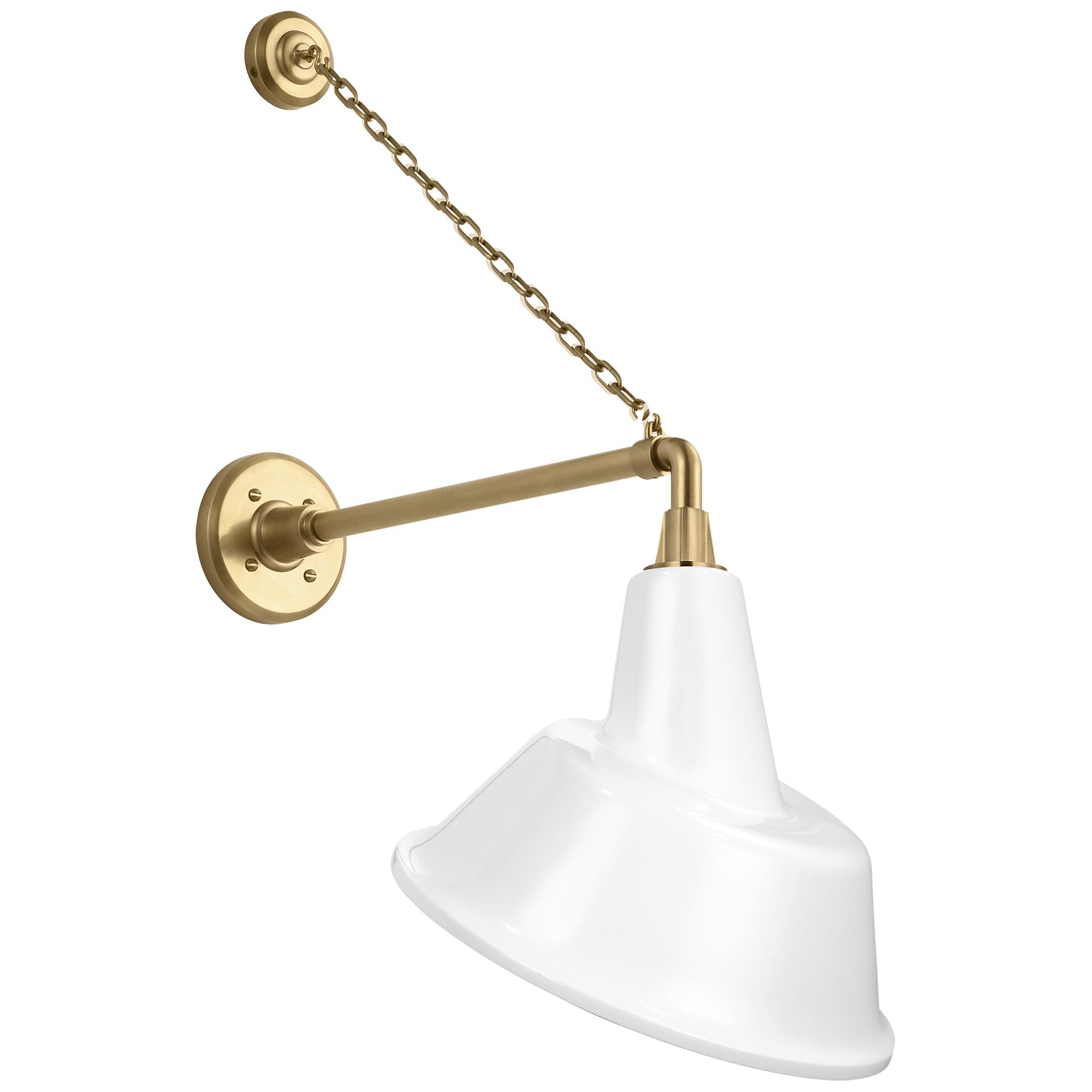 Shown in Hand-Rubbed Antique Brass finish and White Tilted Bowers shade