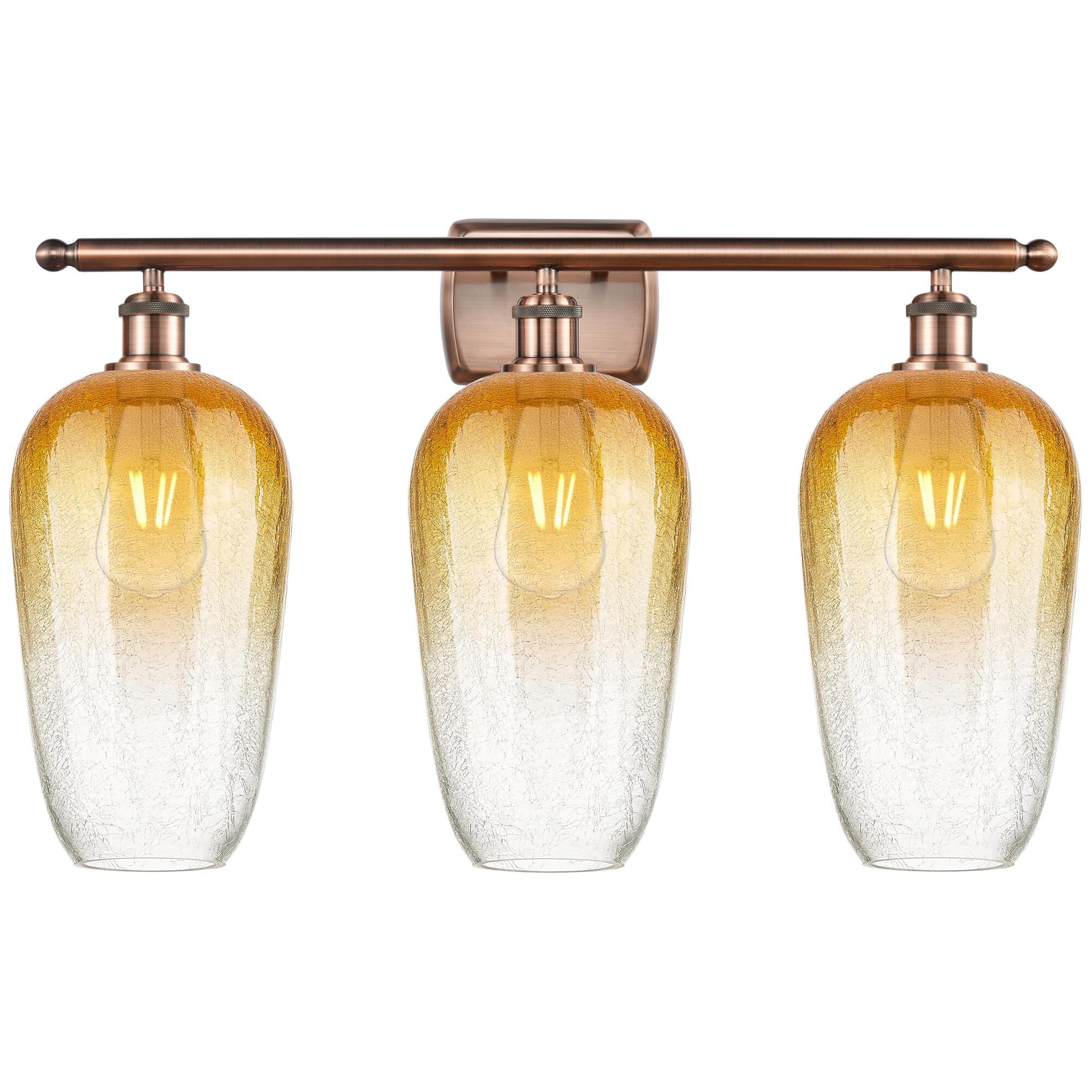 Shown in Antique Copper finish and Amber glass