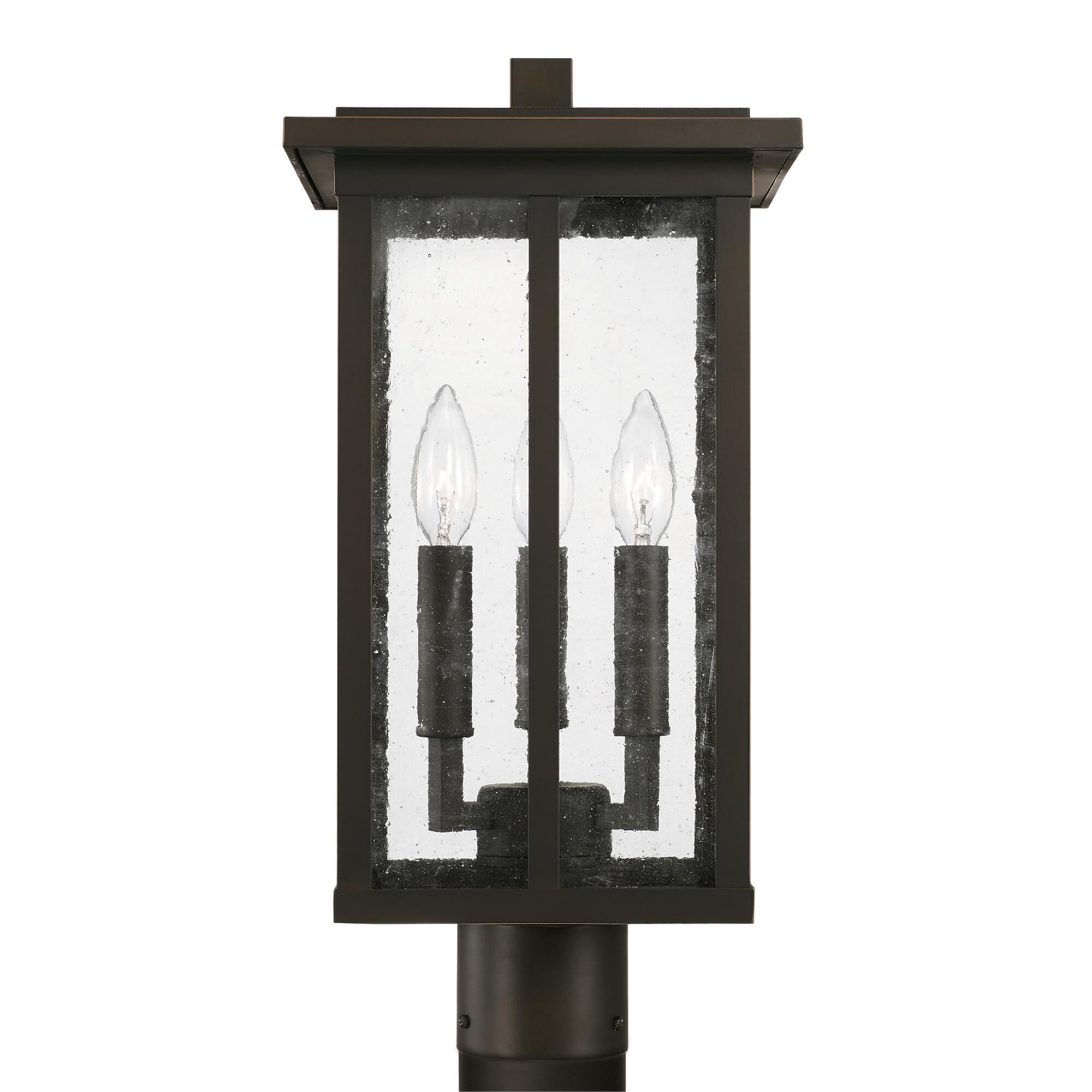 Shown in Oiled Bronze finish and Antiqued glass