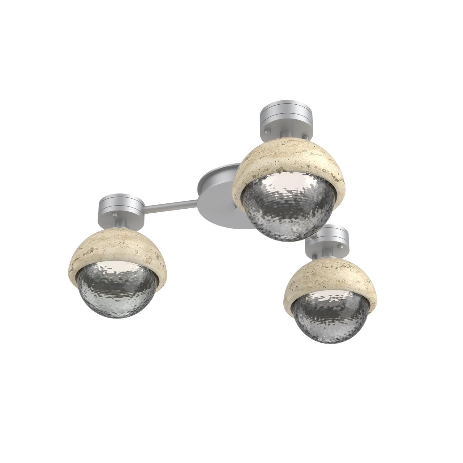 Shown in Classic Silver finish and Smoke glass and Travertine Stone accent