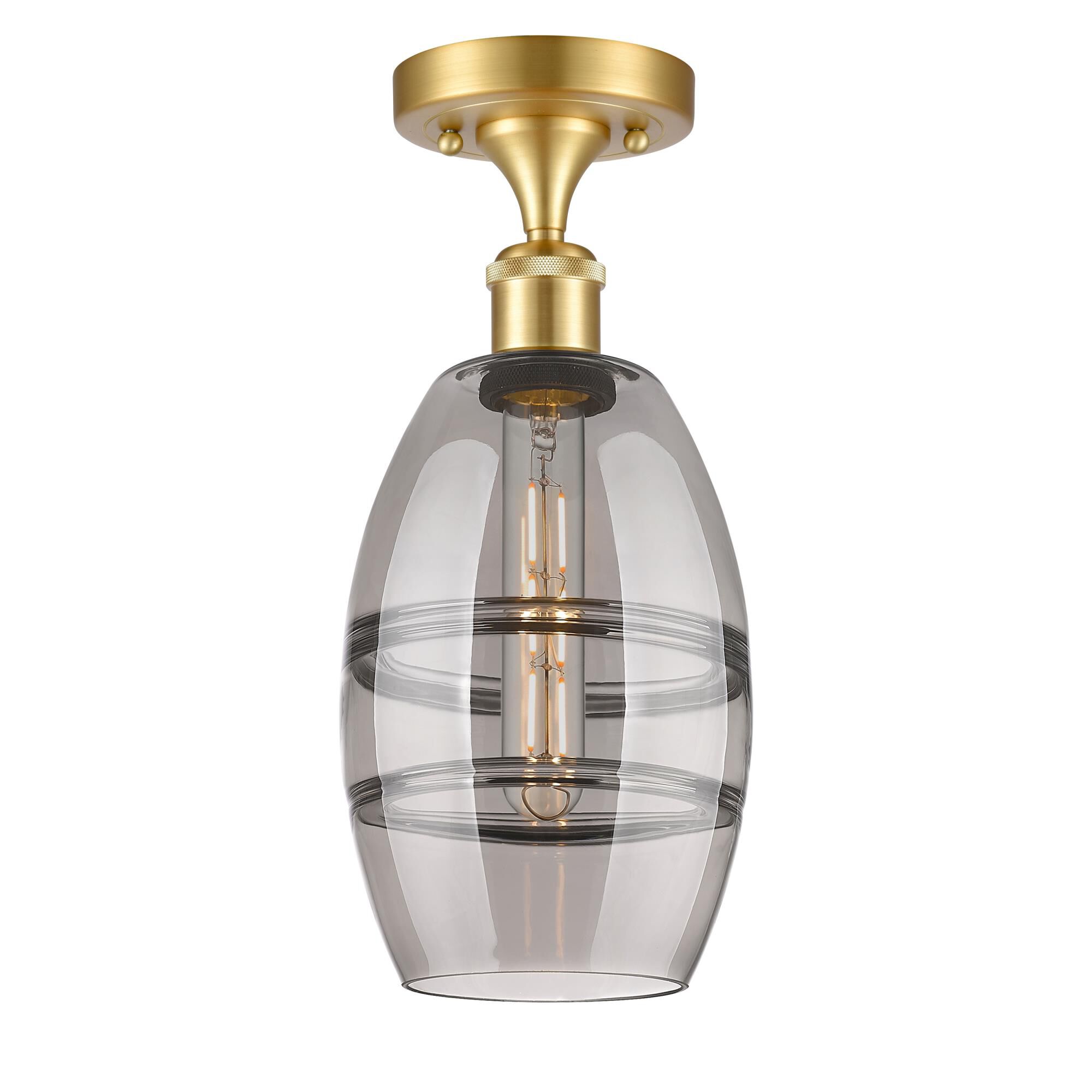 Shown in Satin Gold finish and Light Smoke glass