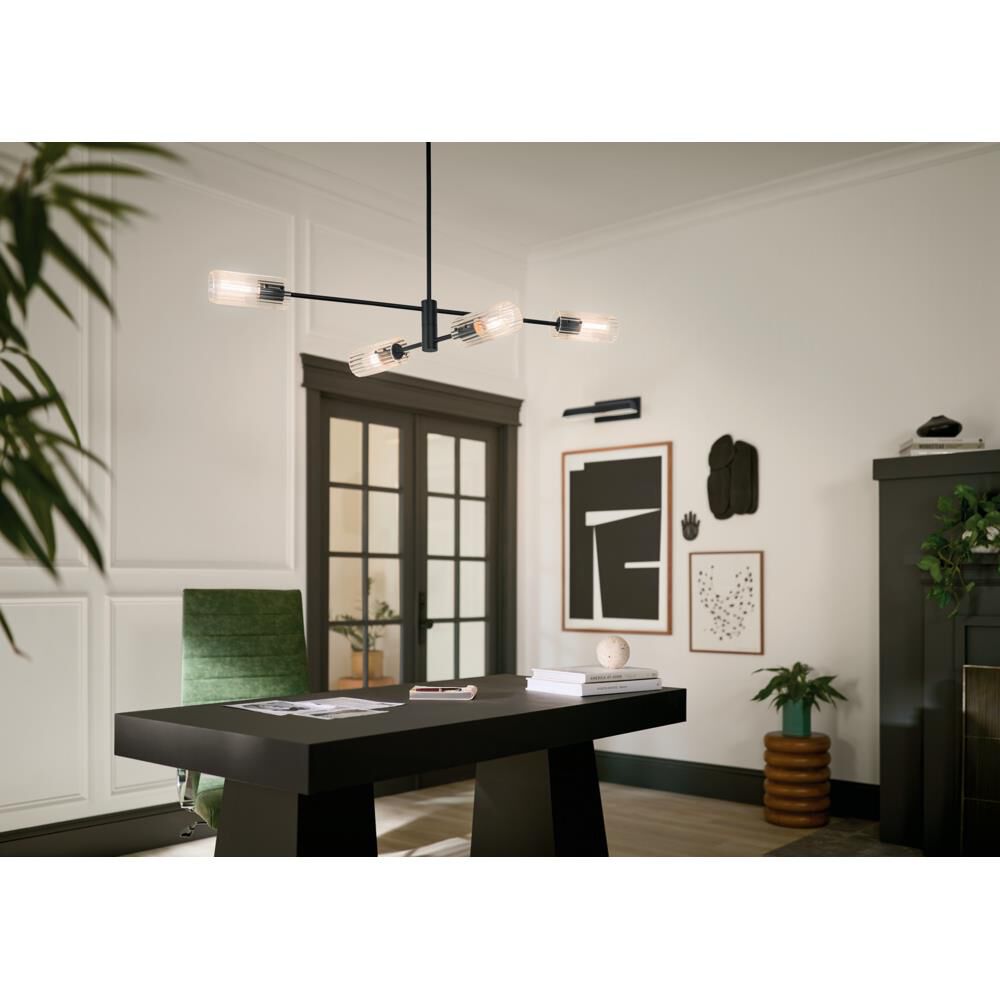 Shown in Black finish and Clear Fluted glass